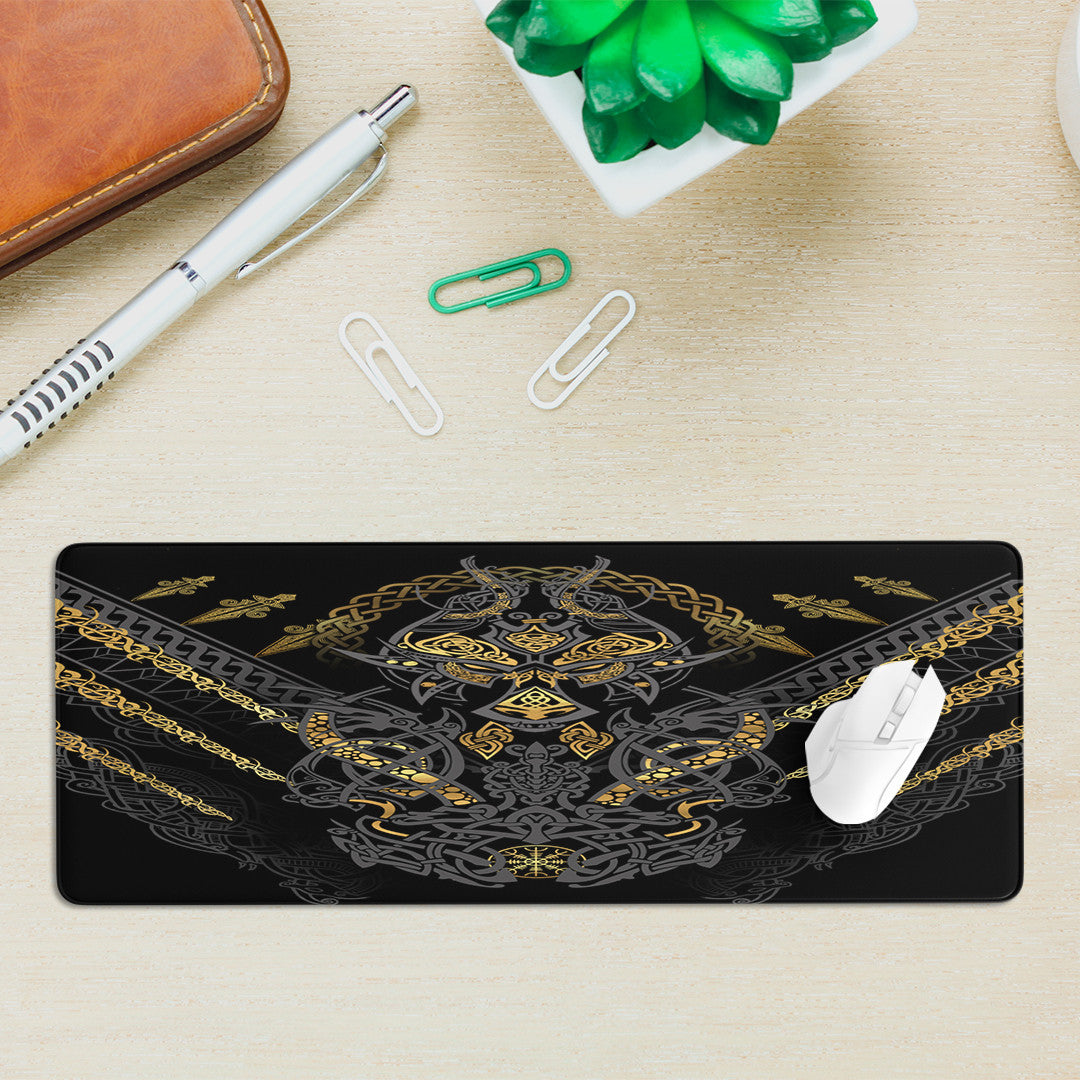 Celtic Mouse Mat - Fenrir and Claw Gold-Black Mouse Mat
