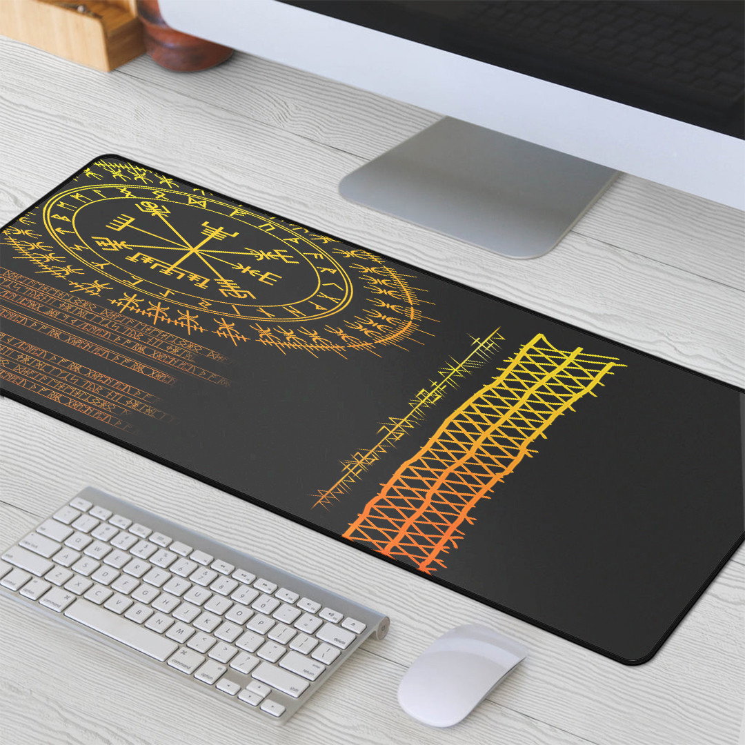 Celtic Mouse Mat - Vegvisir and Rune Gold Style Mouse Mat