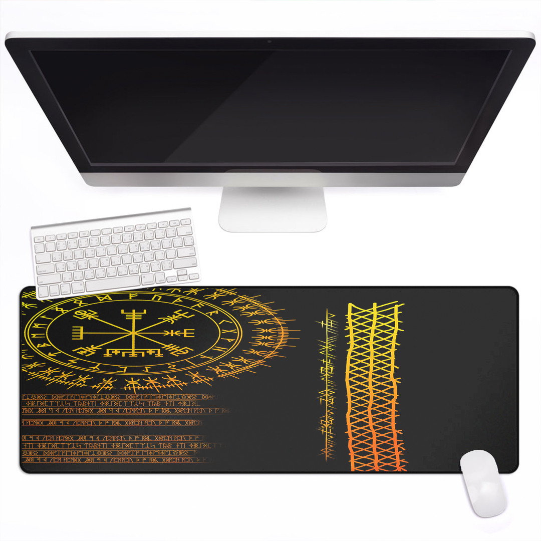 Celtic Mouse Mat - Vegvisir and Rune Gold Style Mouse Mat