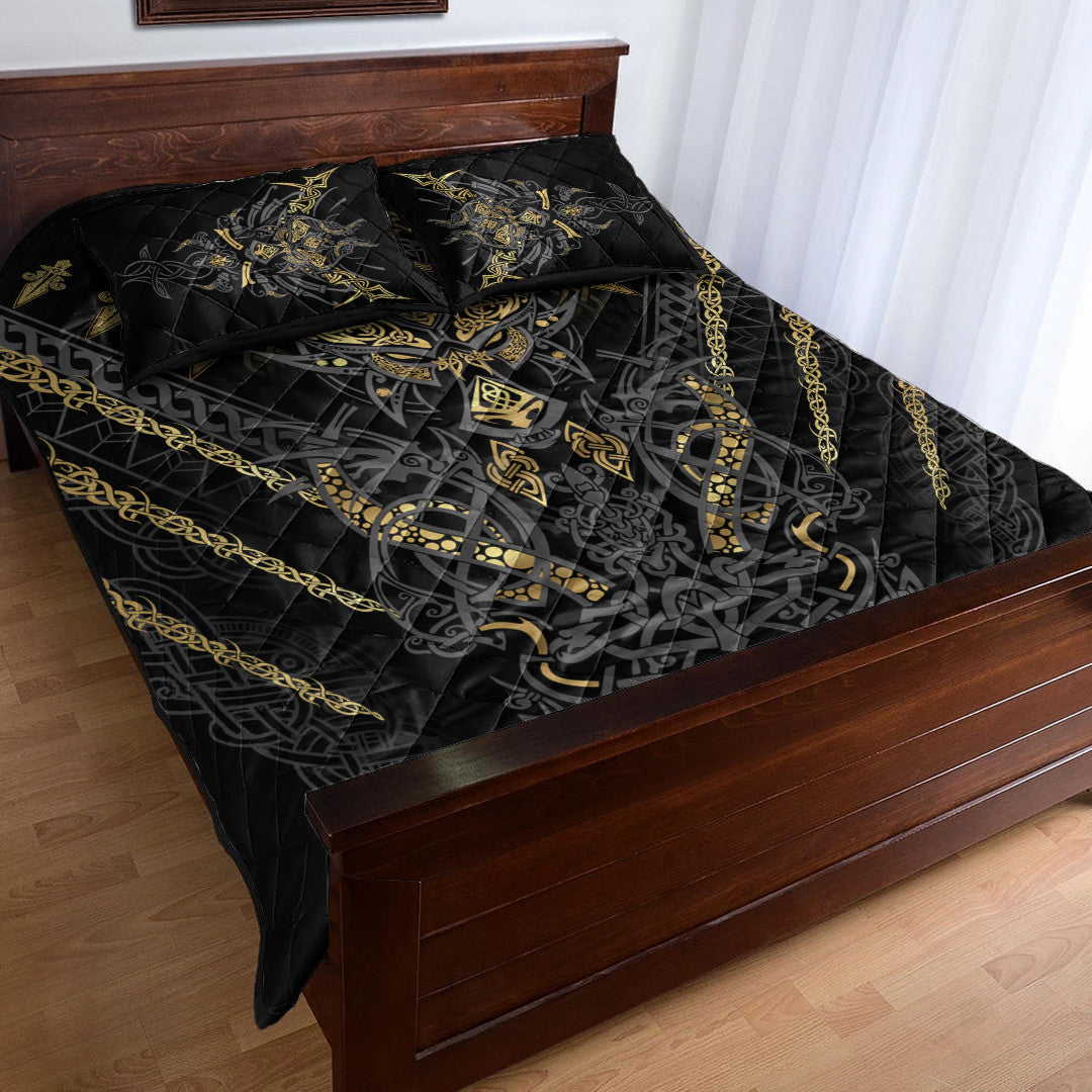 Quilt Bed Set - Fenrir and Claw Gold-Black Quilt Bed Set