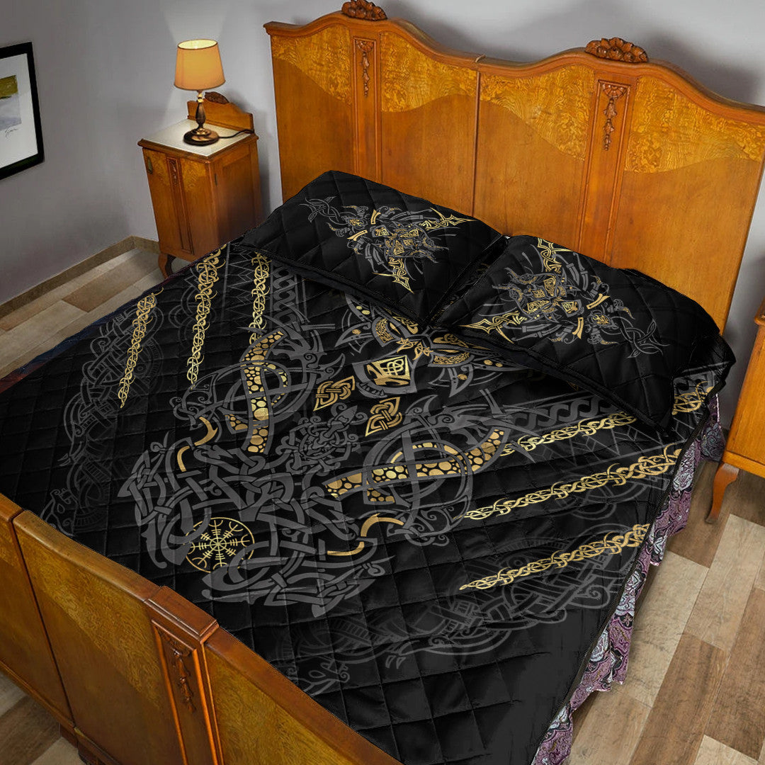 Quilt Bed Set - Fenrir and Claw Gold-Black Quilt Bed Set