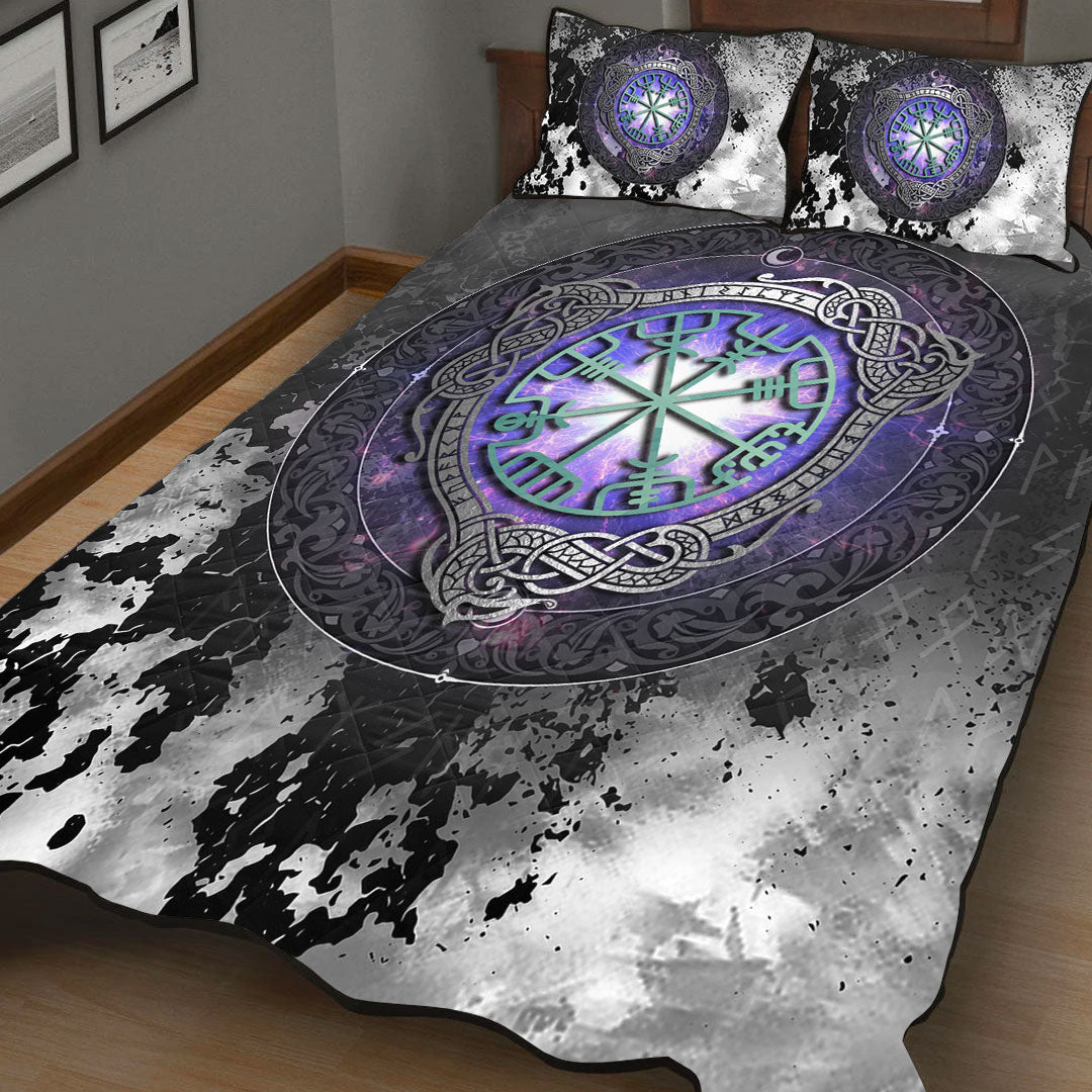 Quilt Bed Set - Viking Vegvisir and Celtic Tattoo Quilt Bed Set