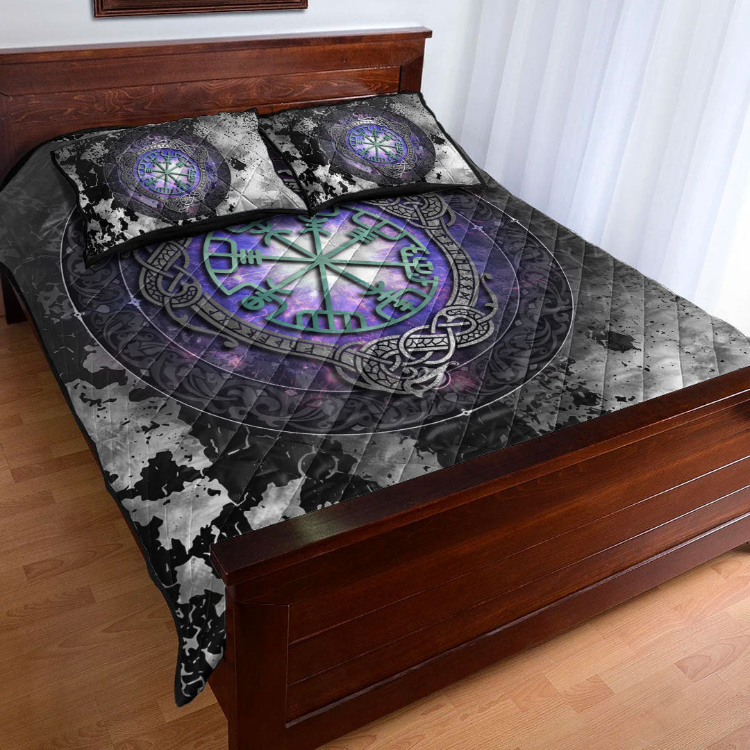 Quilt Bed Set - Viking Vegvisir and Celtic Tattoo Quilt Bed Set