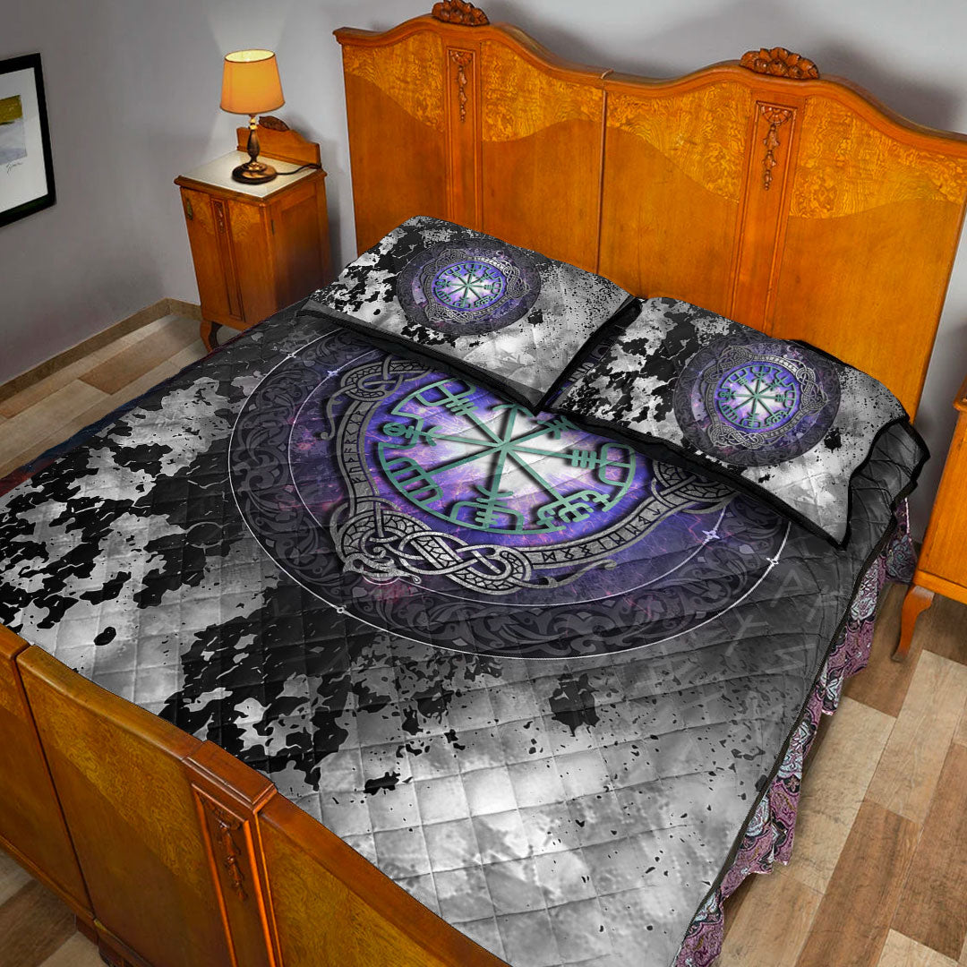 Quilt Bed Set - Viking Vegvisir and Celtic Tattoo Quilt Bed Set