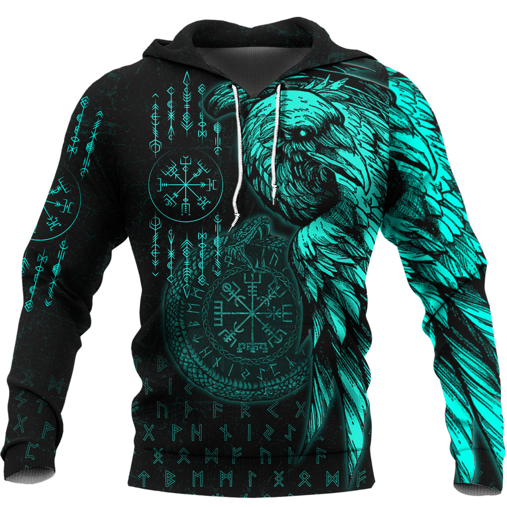 Raven and Ouroboros Brush Style Hoodie