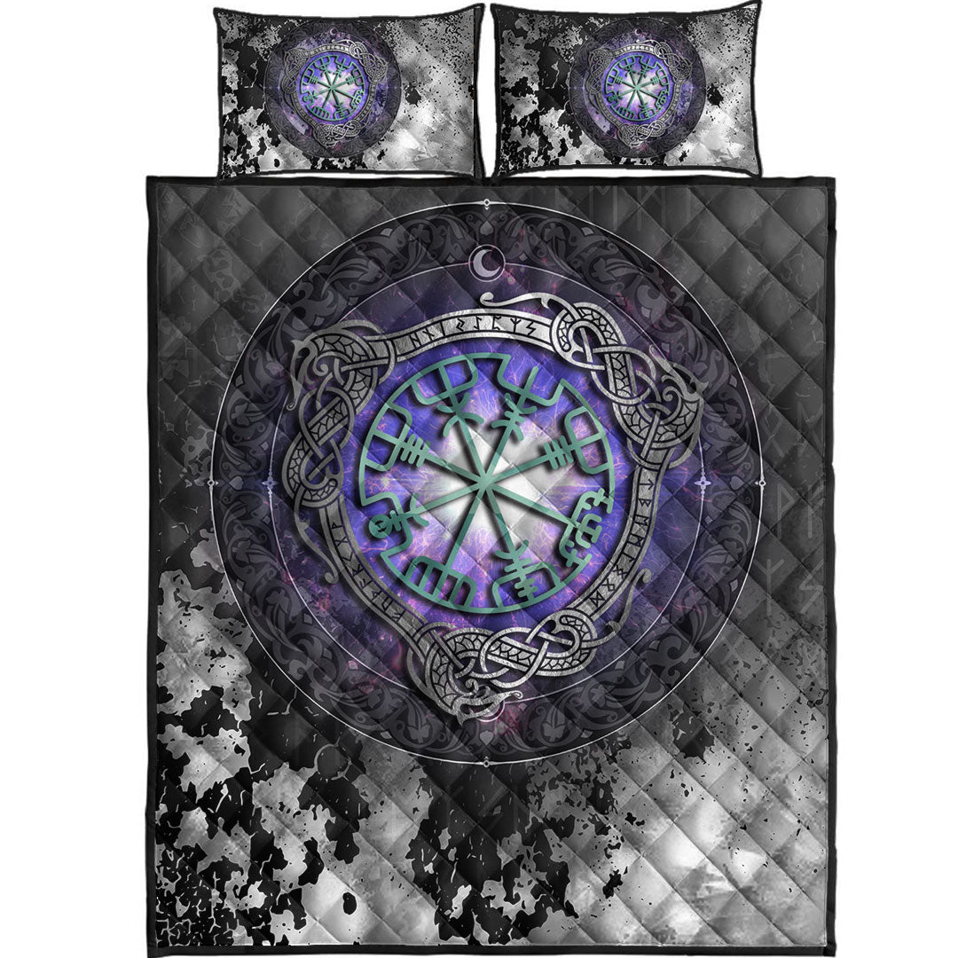 Quilt Bed Set - Viking Vegvisir and Celtic Tattoo Quilt Bed Set