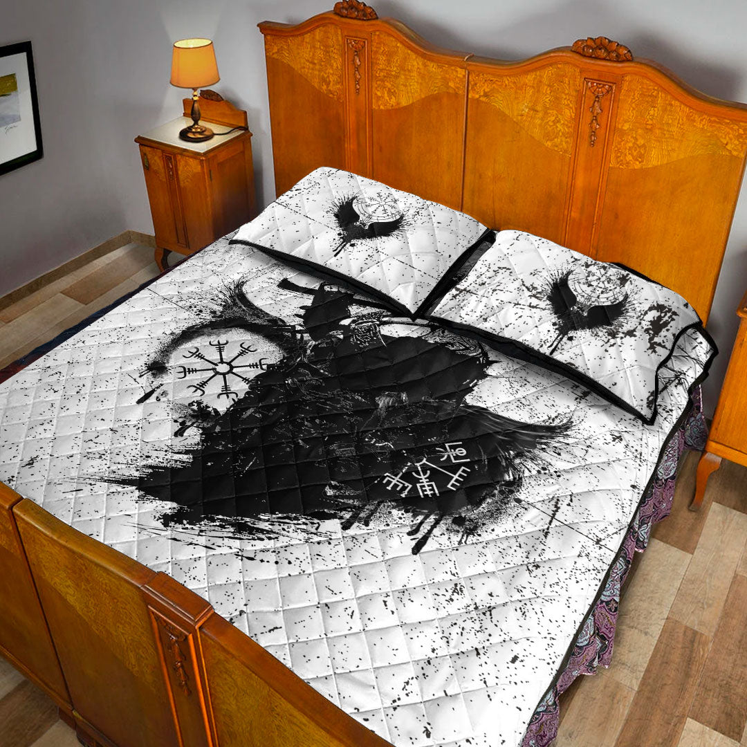 Quilt Bed Set - Viking Warrior Tattoo Black Quilt Bed Set