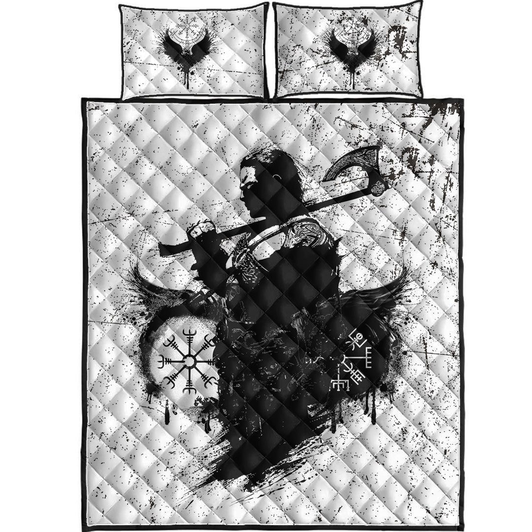 Quilt Bed Set - Viking Warrior Tattoo Black Quilt Bed Set