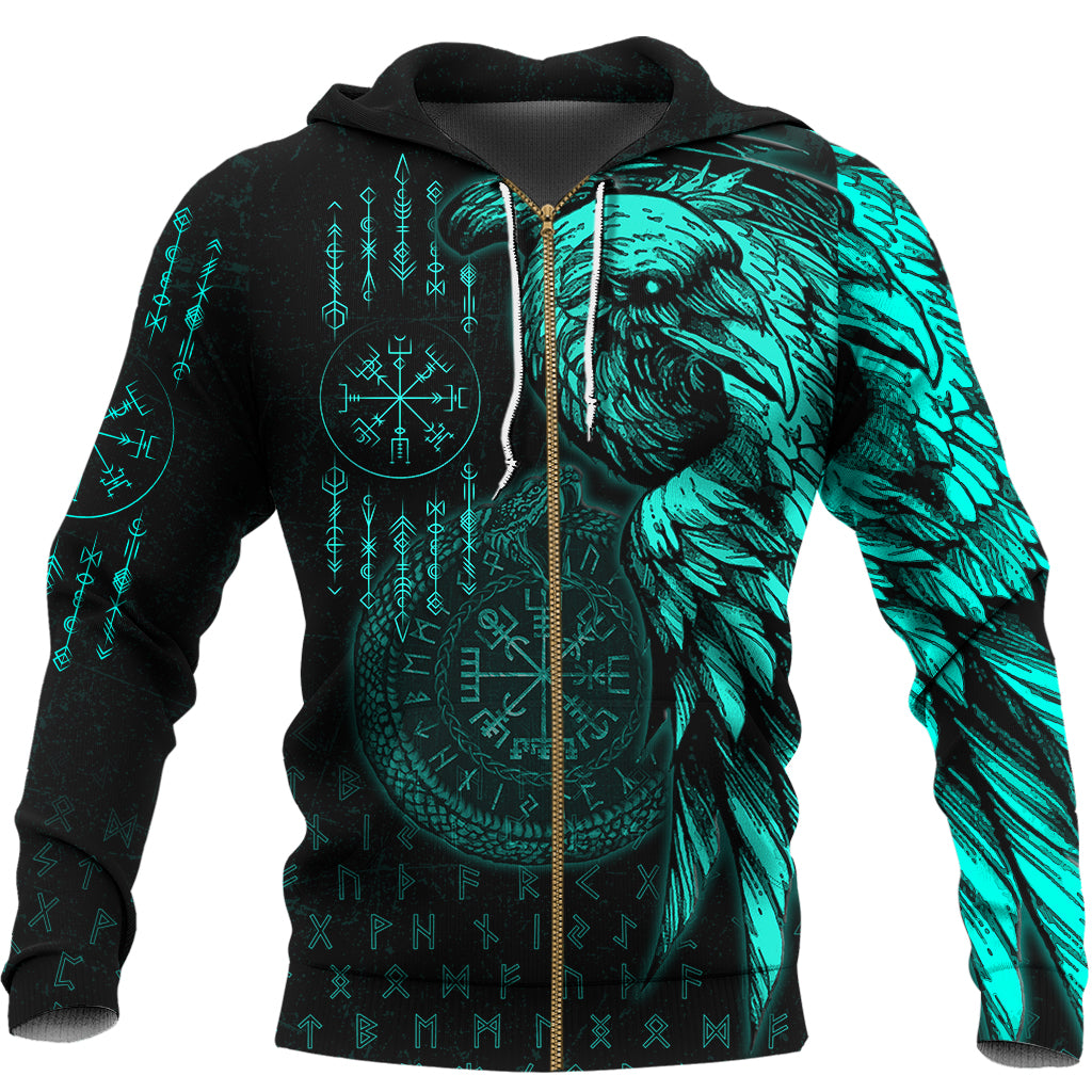 Raven and Ouroboros Brush Style Hoodie