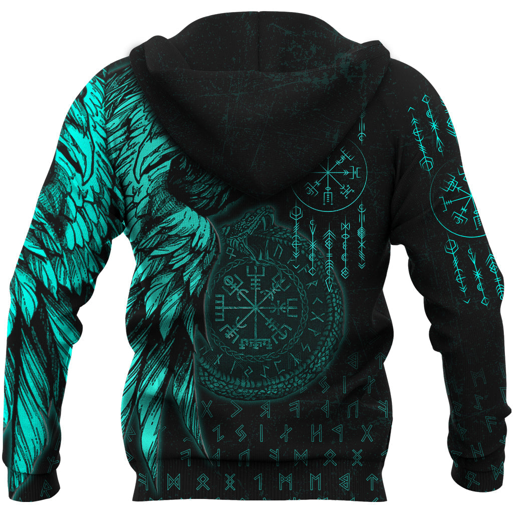 Raven and Ouroboros Brush Style Hoodie