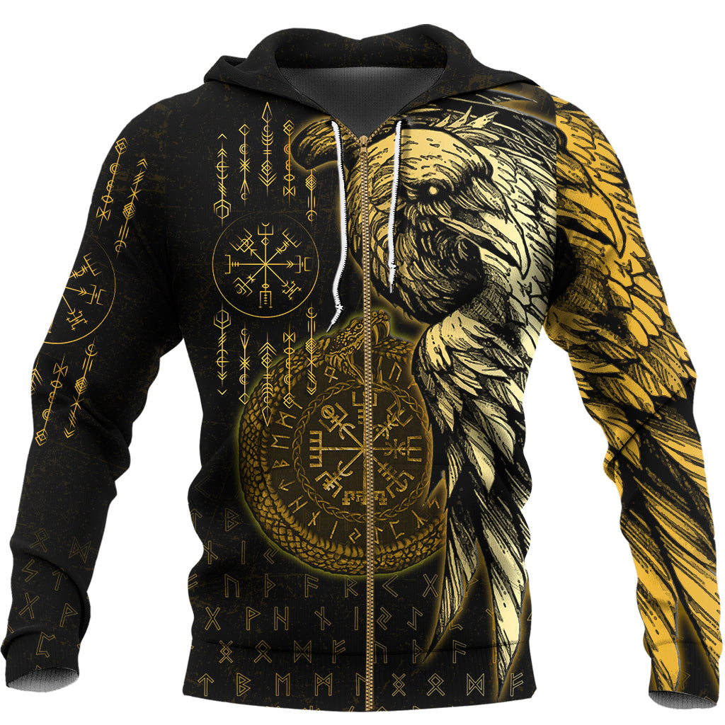 Raven and Ouroboros Brush Style Hoodie