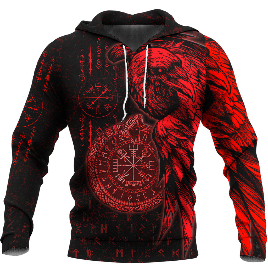 Raven and Ouroboros Brush Style Hoodie