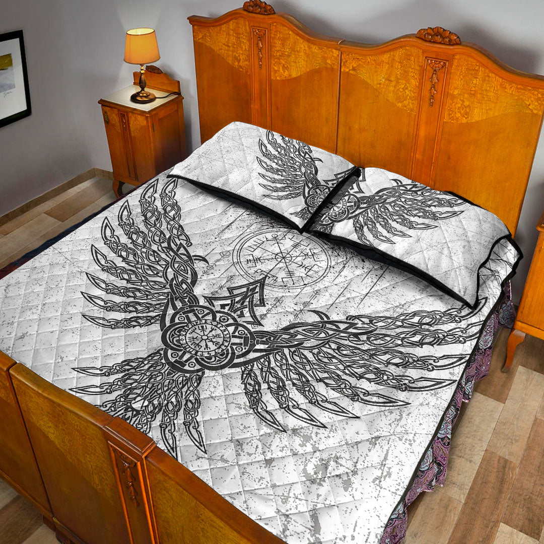 Quilt Bed Set - Raven Midgard and Compass Viking Quilt Bed Set