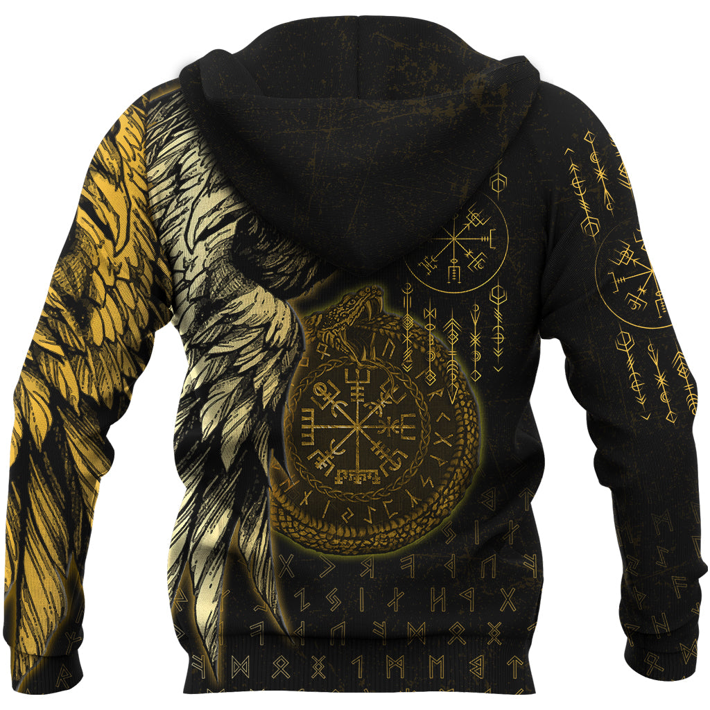 Raven and Ouroboros Brush Style Hoodie