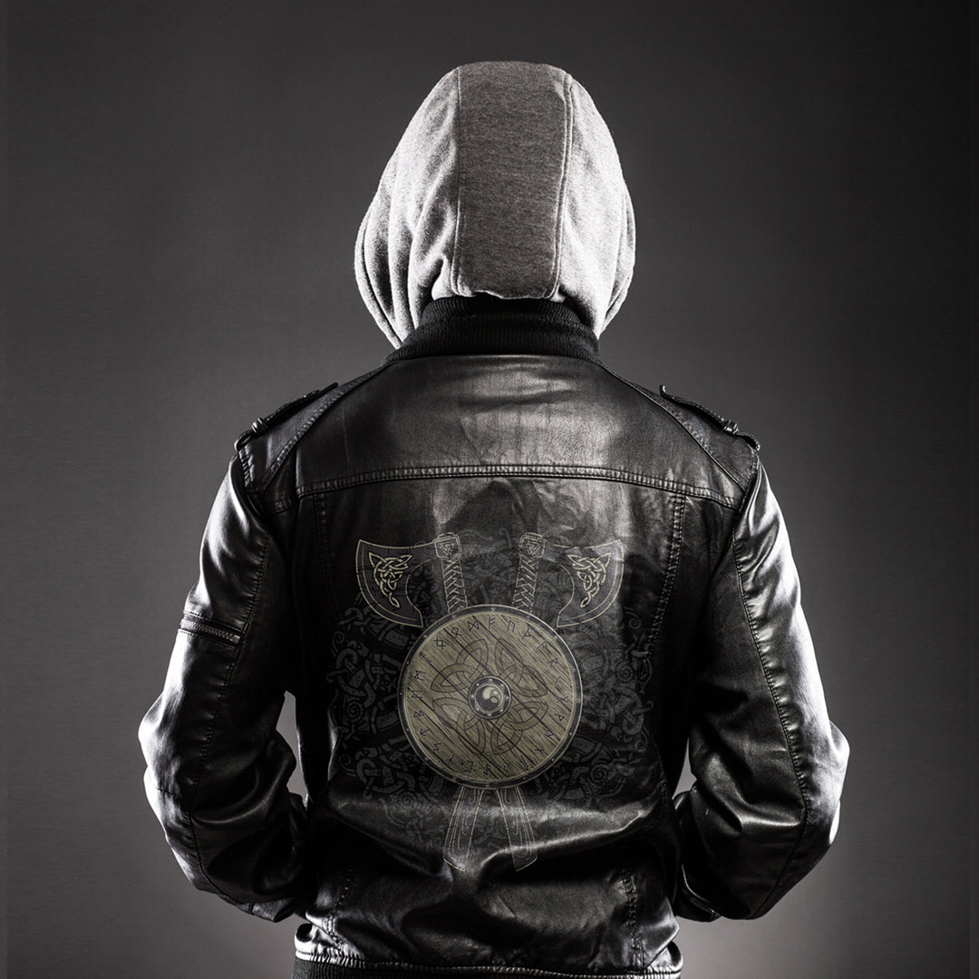 Battle Axes And Shield Leather Jacket