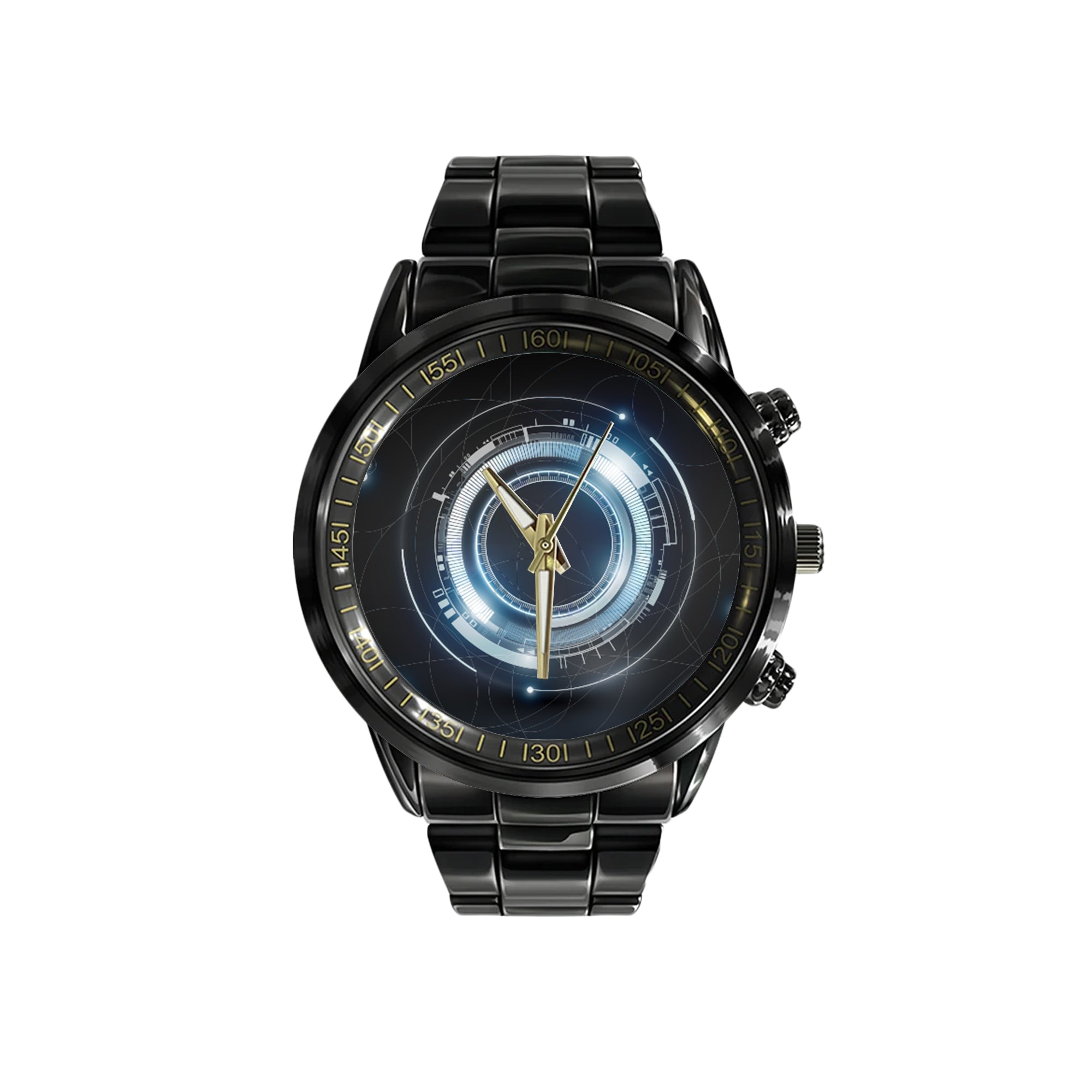 Watch - Abstract Futuristic Electronic Circuit Technology Concept Black Stainless Steel Watch