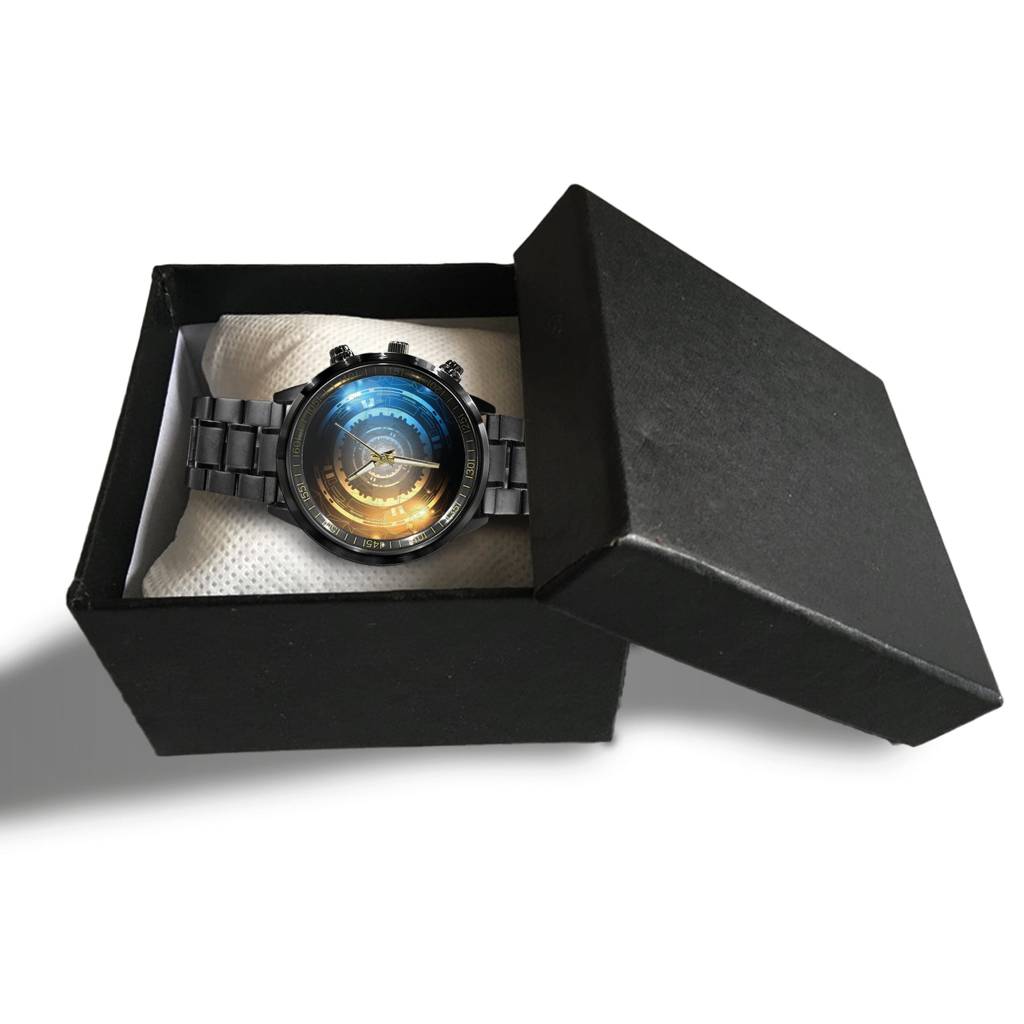 Watch - Abstract Background, Technology Concept With Copy Space Black Stainless Steel Watch