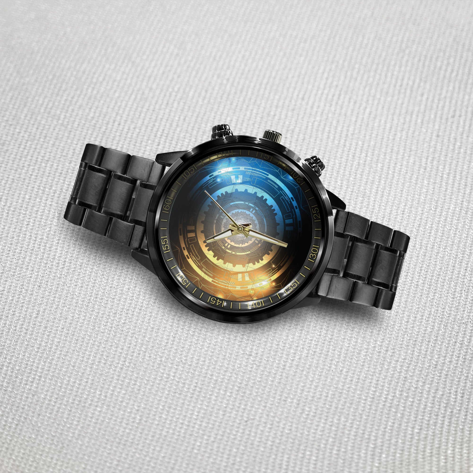 Watch - Abstract Background, Technology Concept With Copy Space Black Stainless Steel Watch