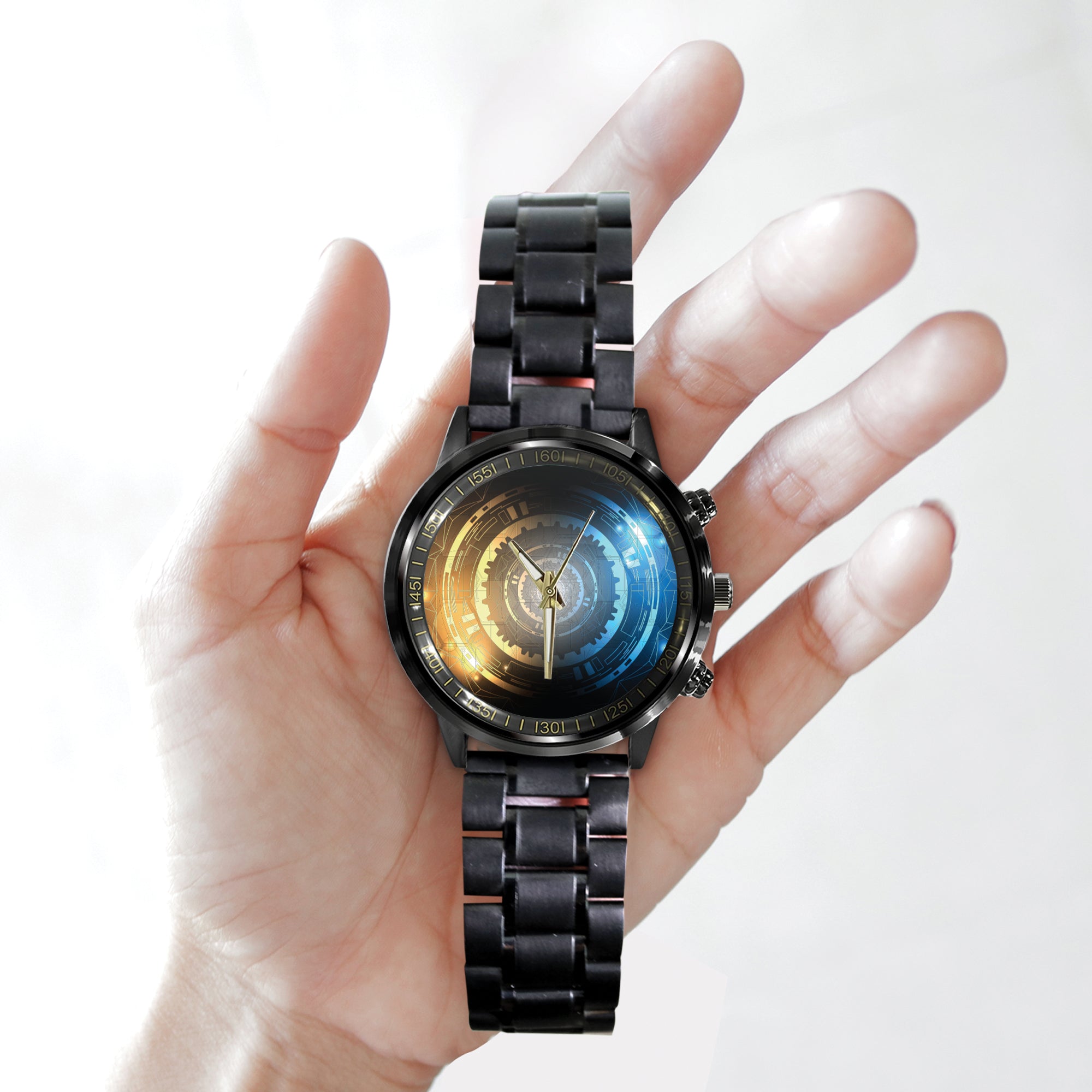 Watch - Abstract Background, Technology Concept With Copy Space Black Stainless Steel Watch