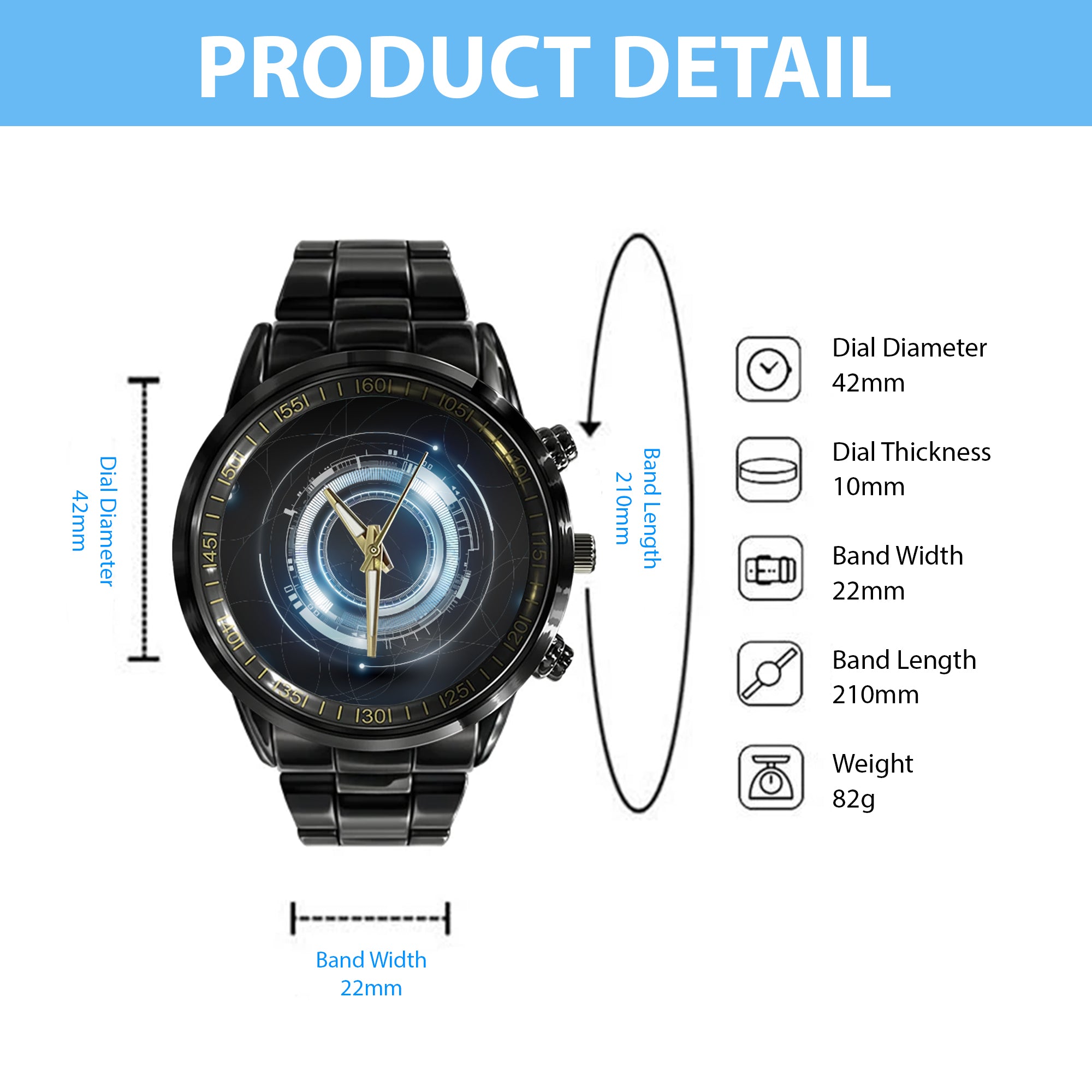 Watch - Abstract Futuristic Electronic Circuit Technology Concept Black Stainless Steel Watch