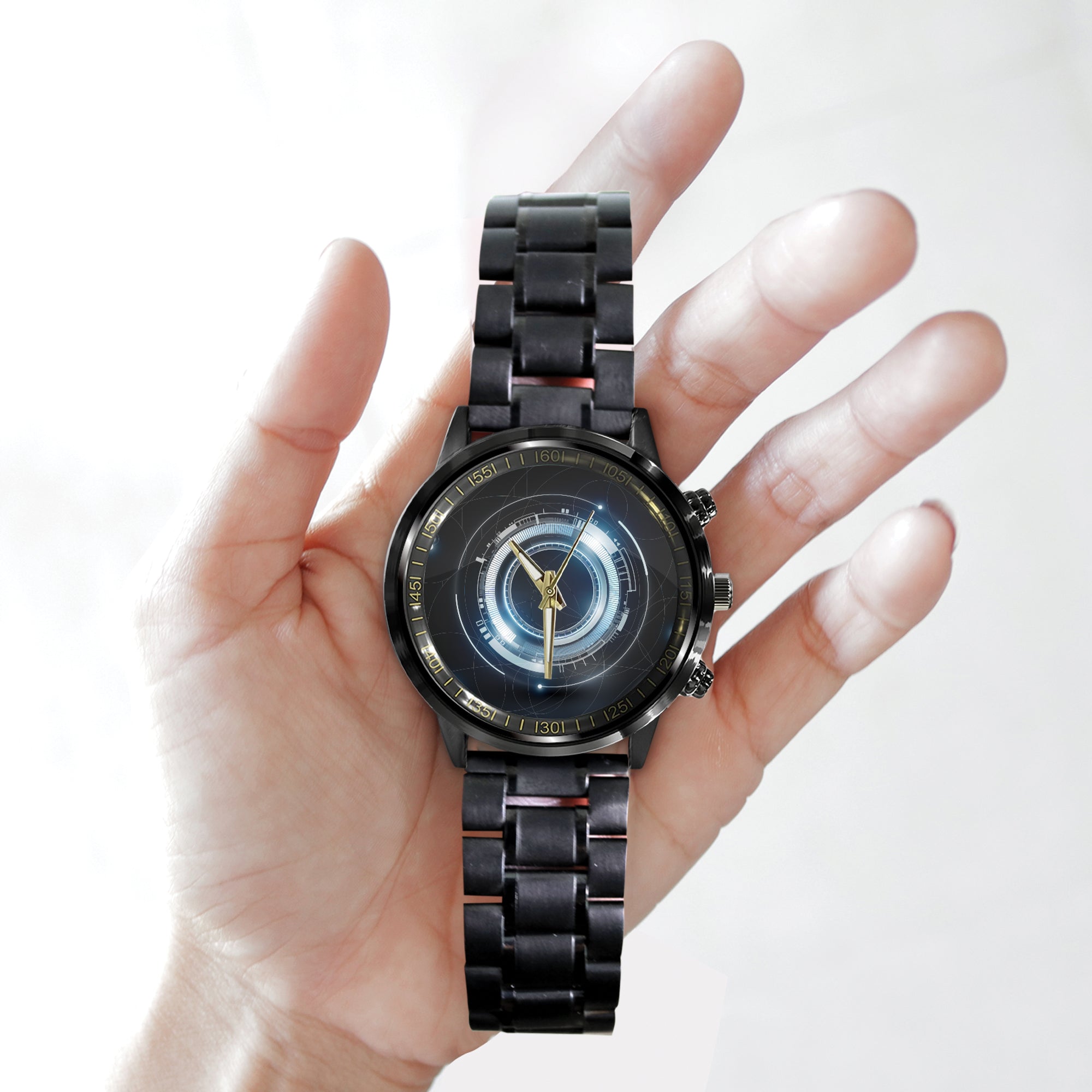 Watch - Abstract Futuristic Electronic Circuit Technology Concept Black Stainless Steel Watch