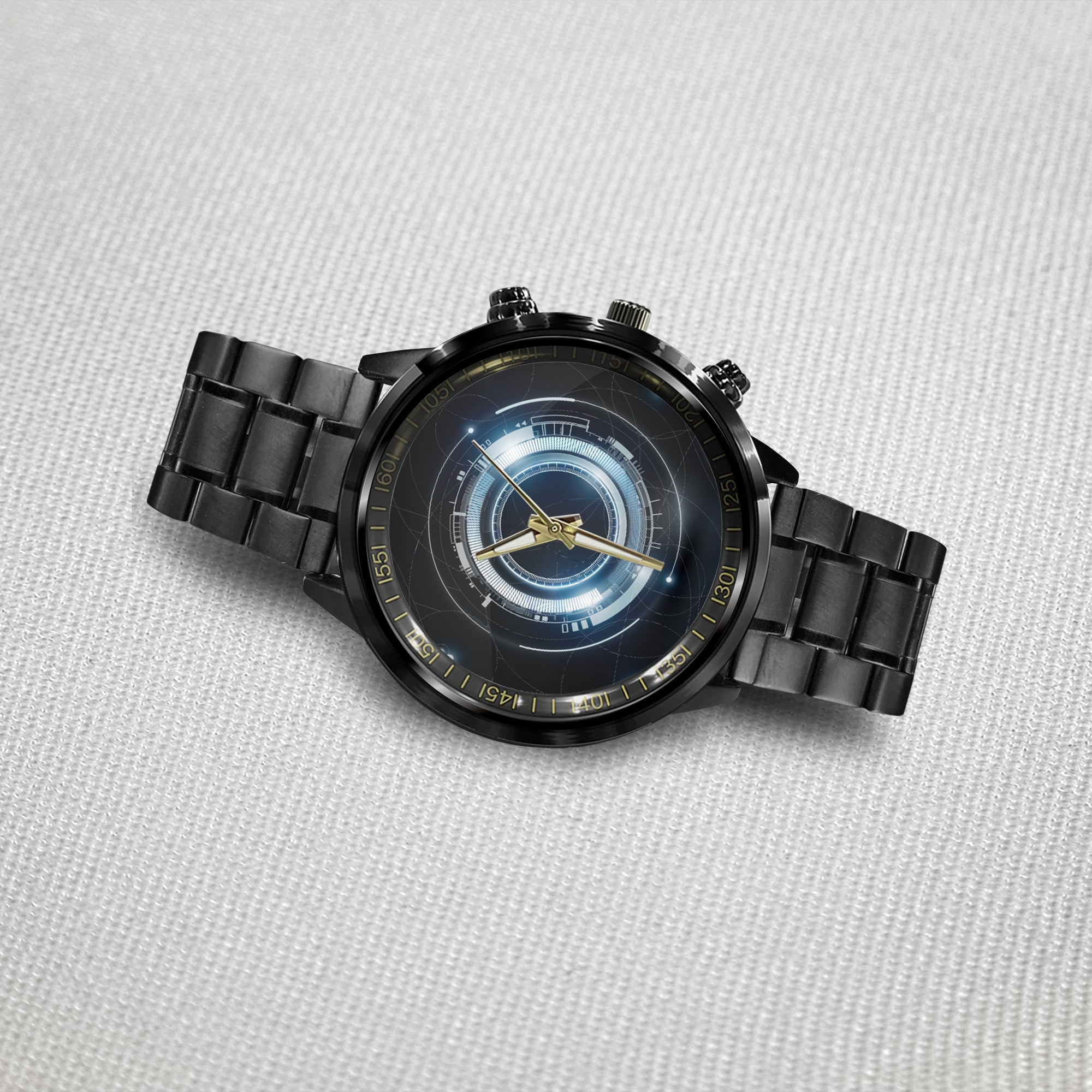 Watch - Abstract Futuristic Electronic Circuit Technology Concept Black Stainless Steel Watch