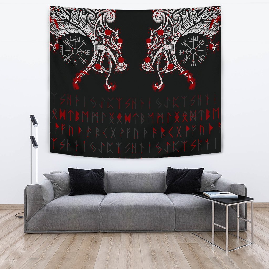 Tapestry - Double Dragon Tattoo And Vegvisir Blood
