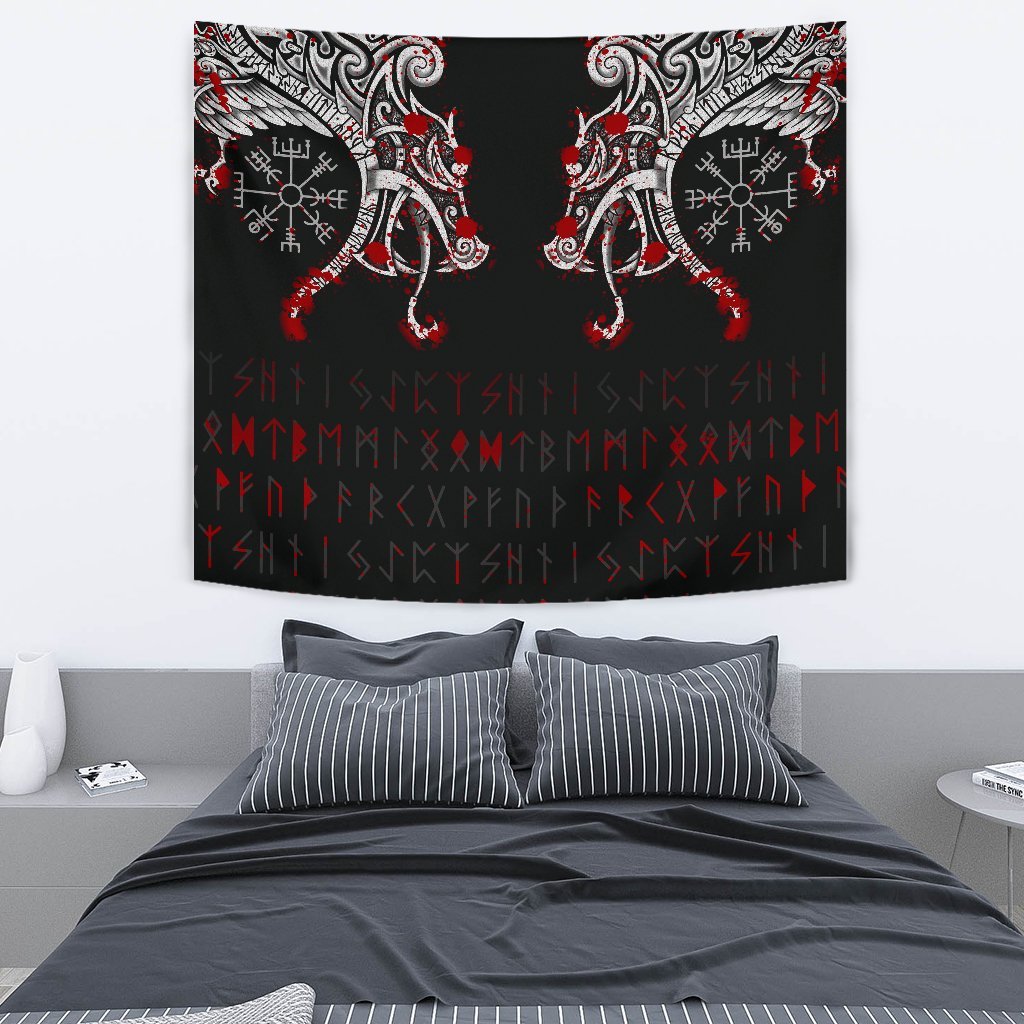 Tapestry - Double Dragon Tattoo And Vegvisir Blood