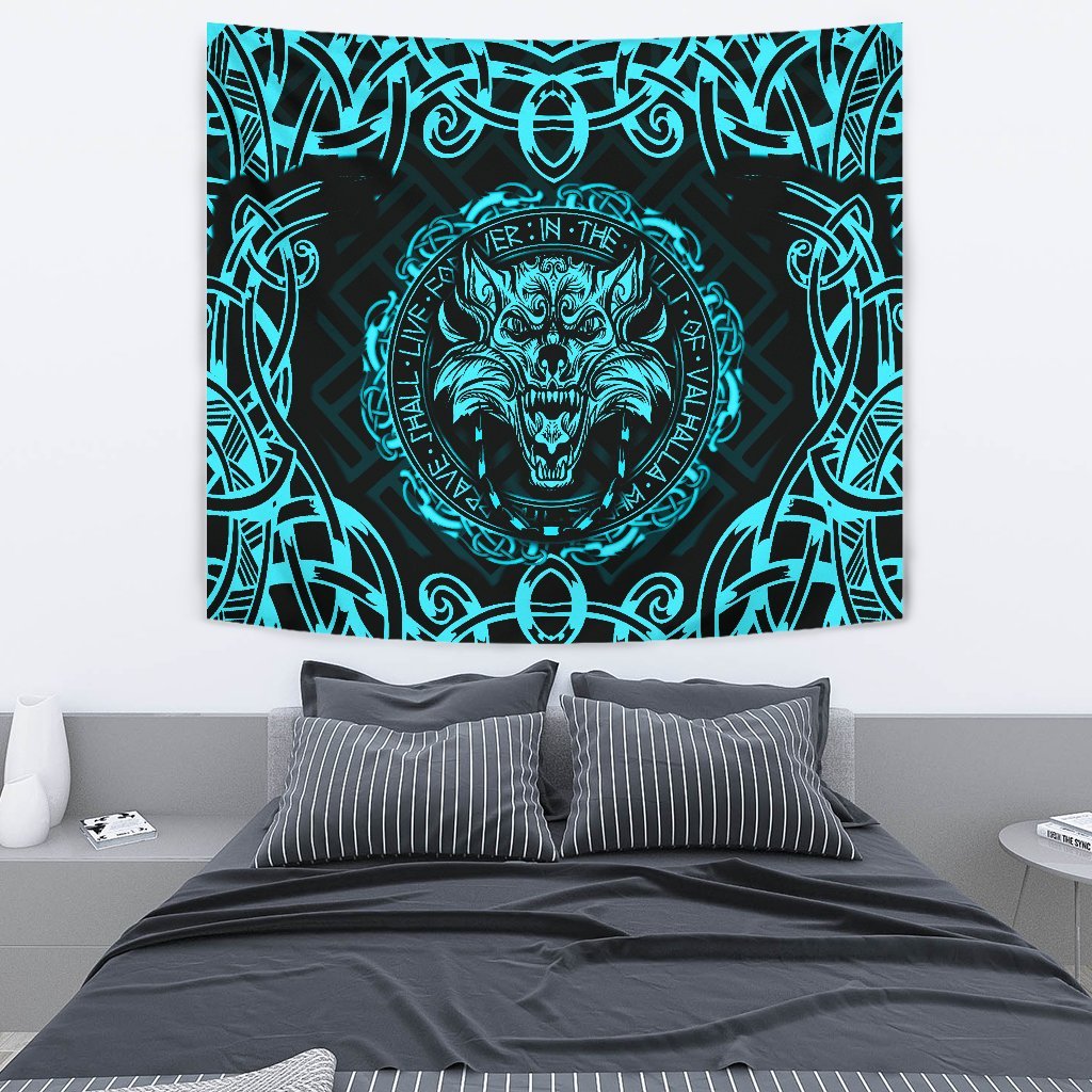 Tapestry - Fenrir Viking Cyan 3D