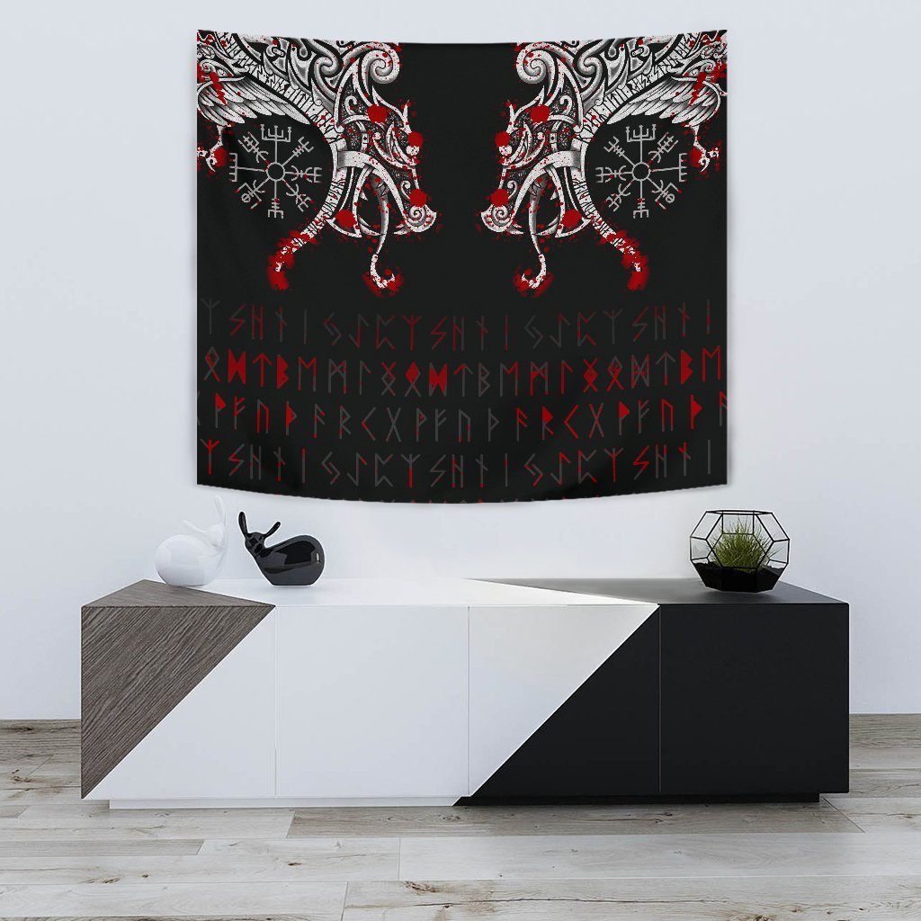 Tapestry - Double Dragon Tattoo And Vegvisir Blood