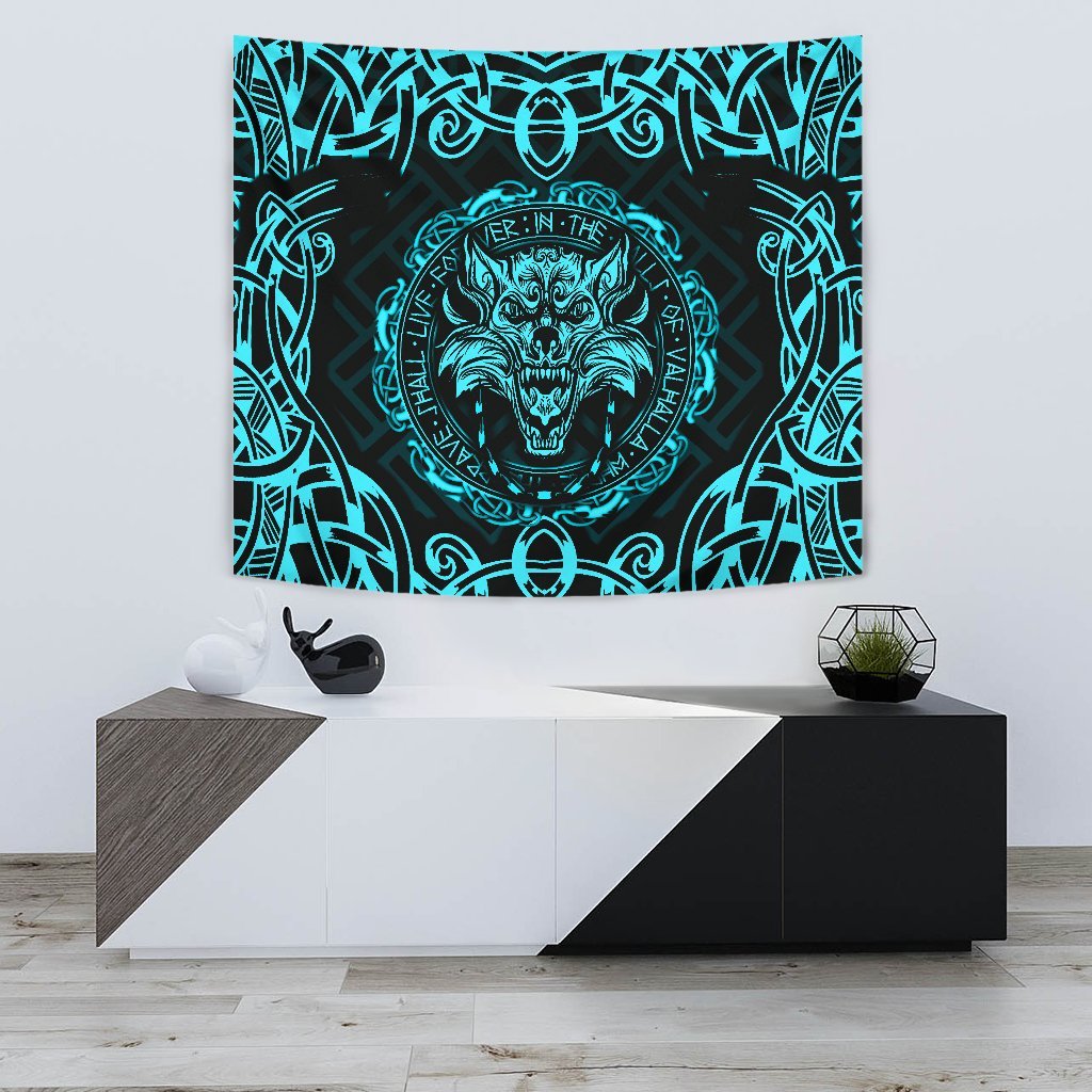 Tapestry - Fenrir Viking Cyan 3D