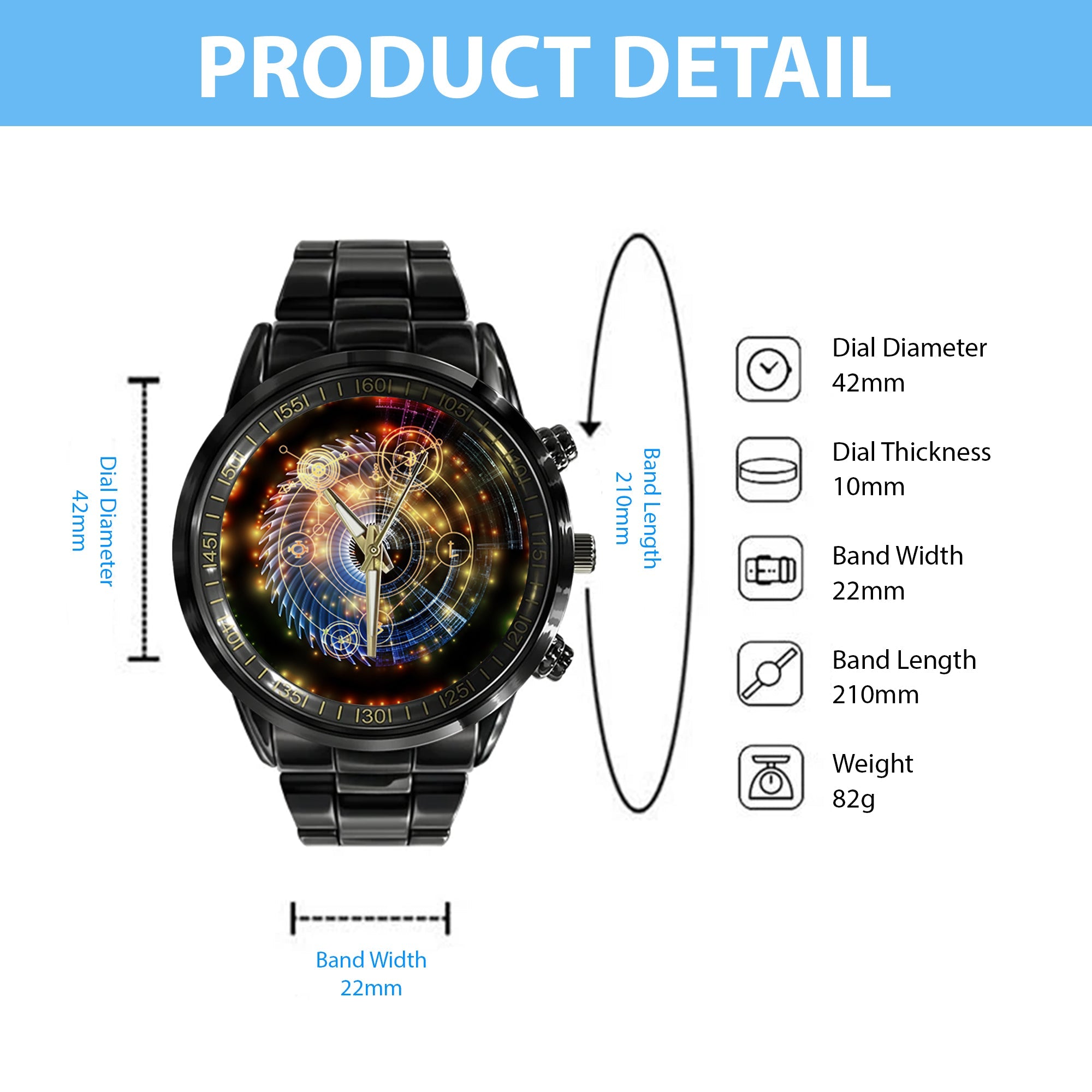 Watch - Astral Glow Black Stainless Steel Watch