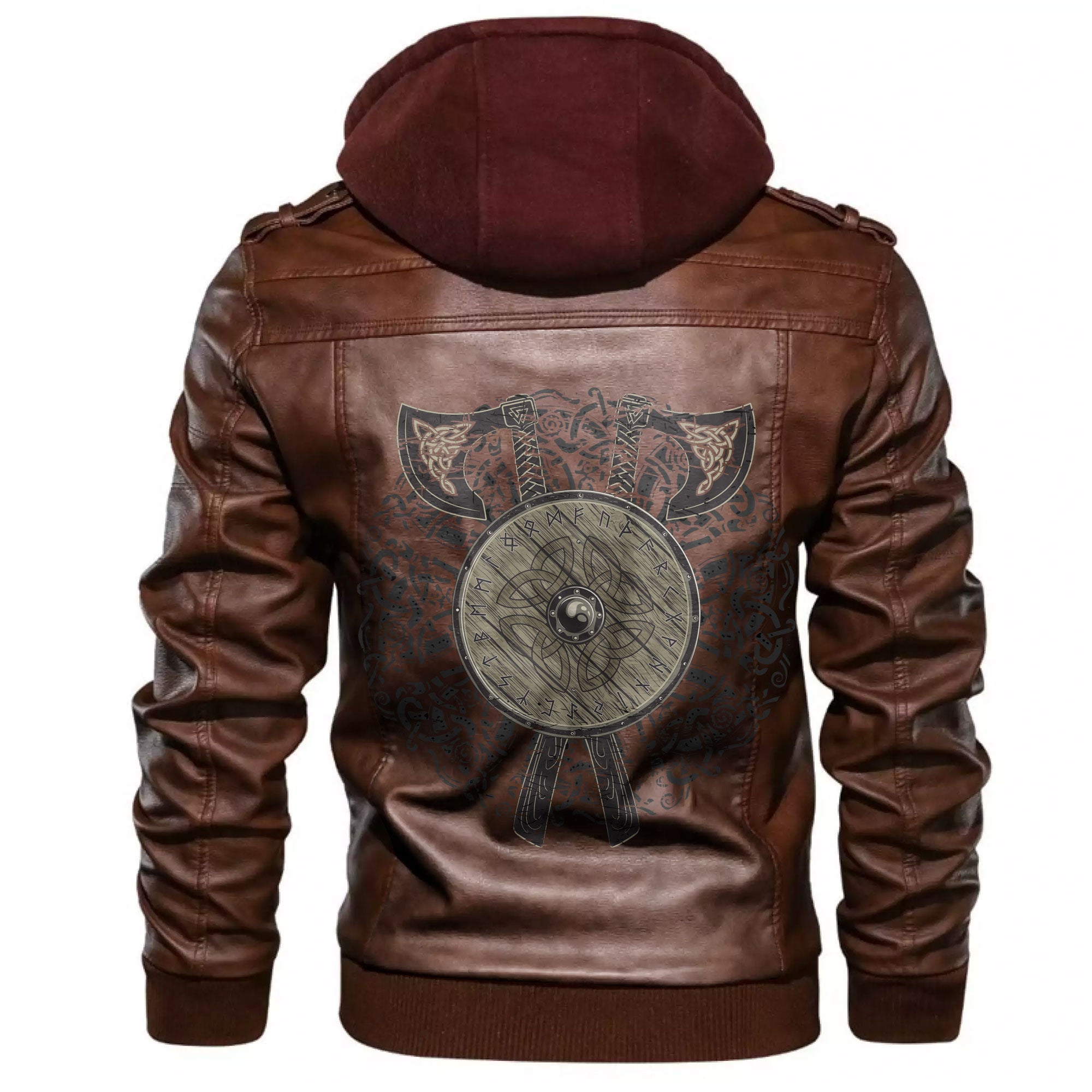 Battle Axes And Shield Leather Jacket