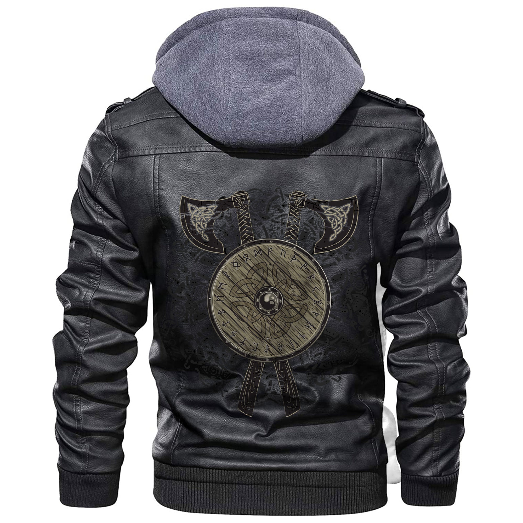 Battle Axes And Shield Leather Jacket