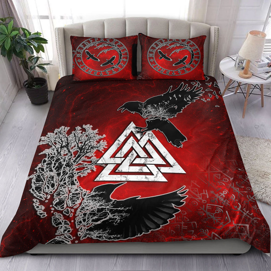 Bedding Set Hugin and Munin Valknut Helm Of Awe Rune Bedding Set