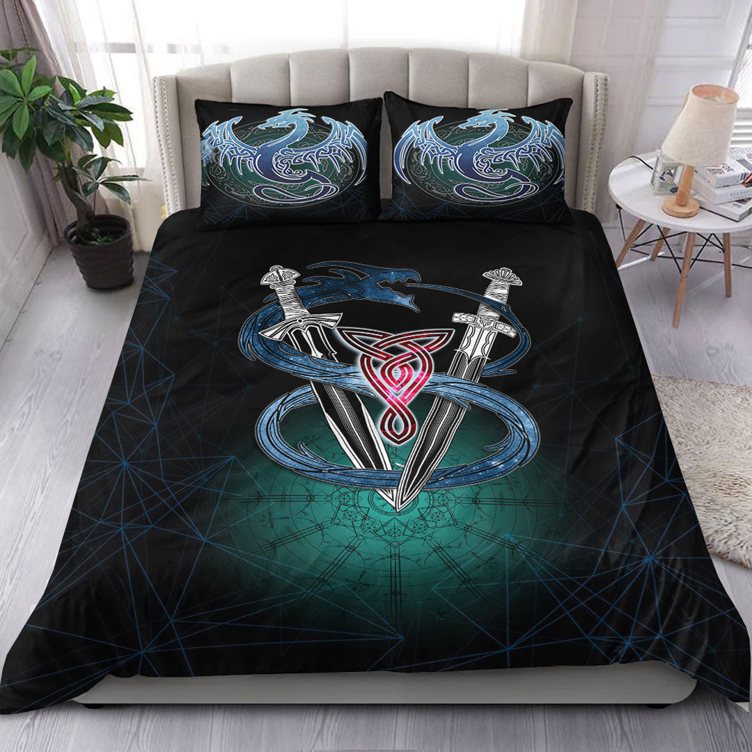 Bedding Set Dragon Sword Vegvisir Magic Bedding Set