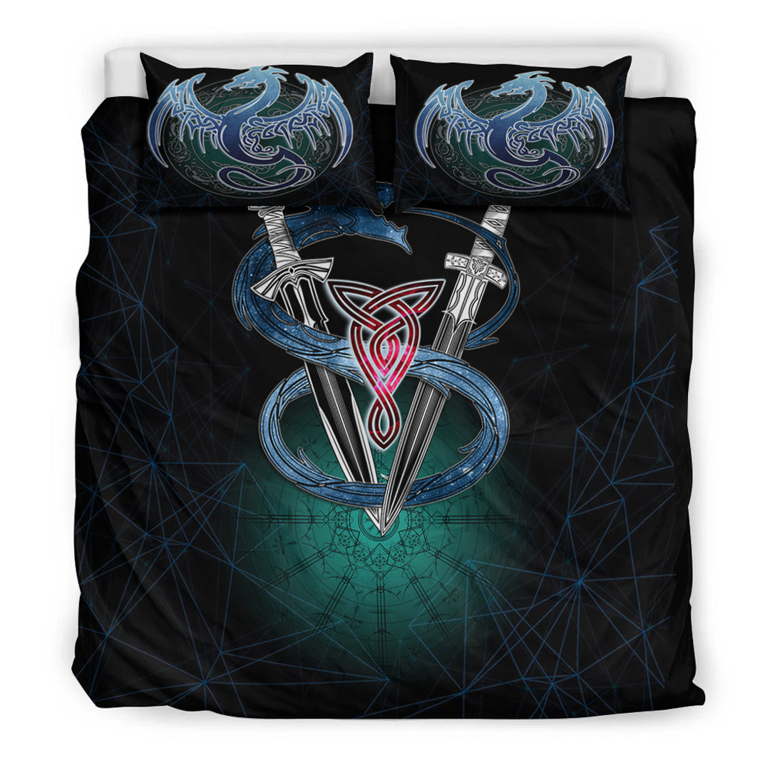 Bedding Set Dragon Sword Vegvisir Magic Bedding Set