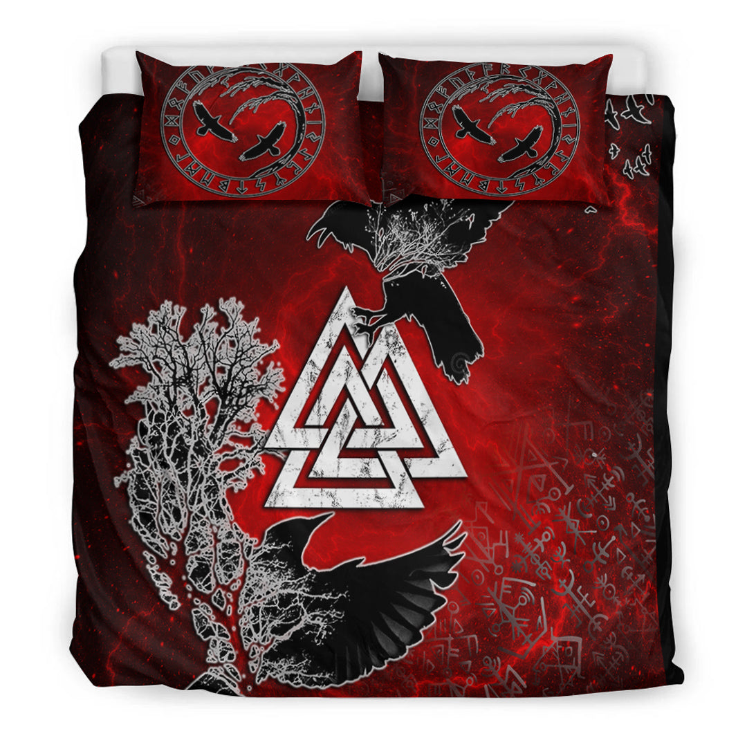 Bedding Set Hugin and Munin Valknut Helm Of Awe Rune Bedding Set