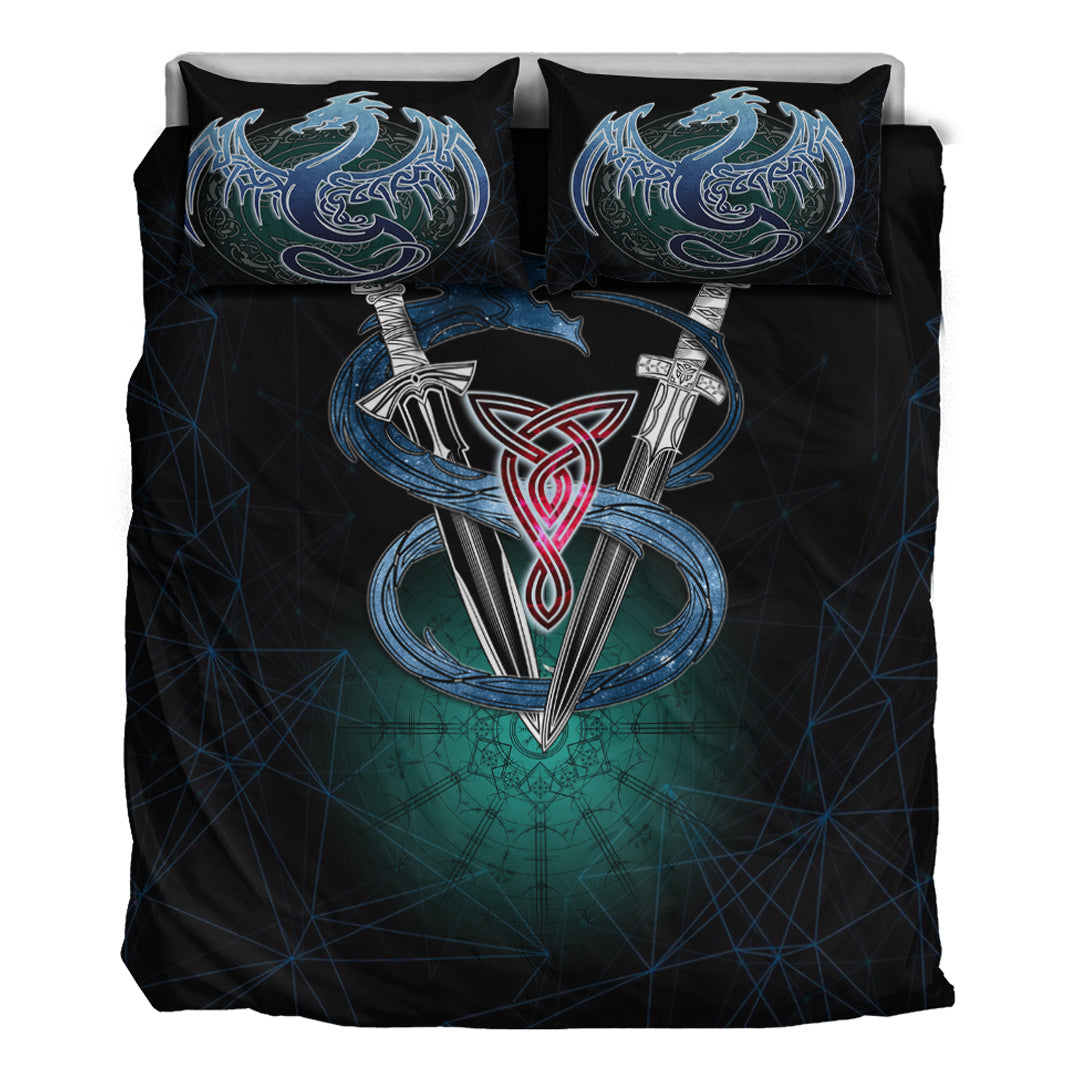 Bedding Set Dragon Sword Vegvisir Magic Bedding Set