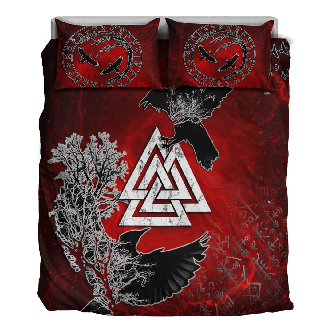 Bedding Set Hugin and Munin Valknut Helm Of Awe Rune Bedding Set
