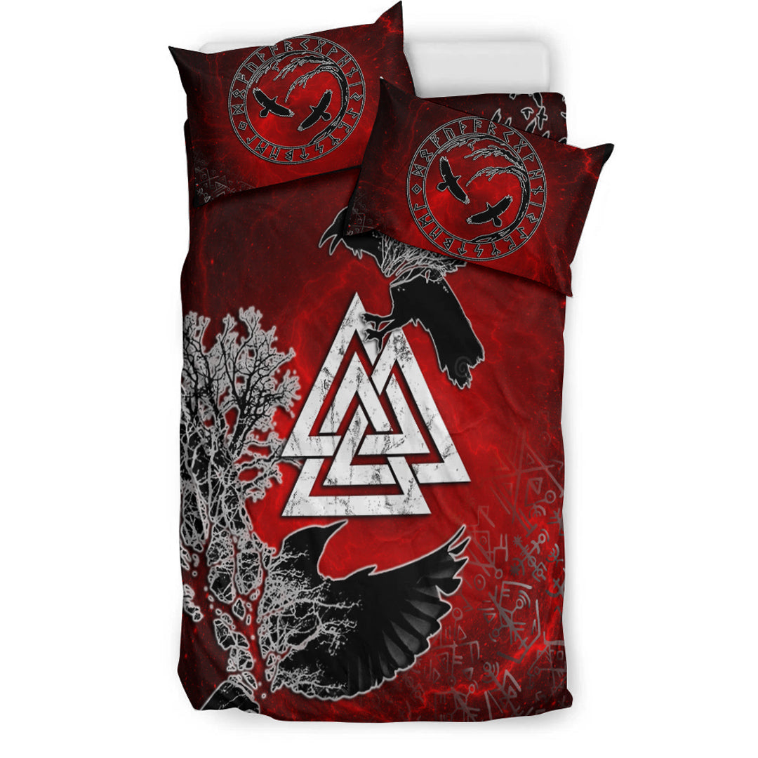 Bedding Set Hugin and Munin Valknut Helm Of Awe Rune Bedding Set