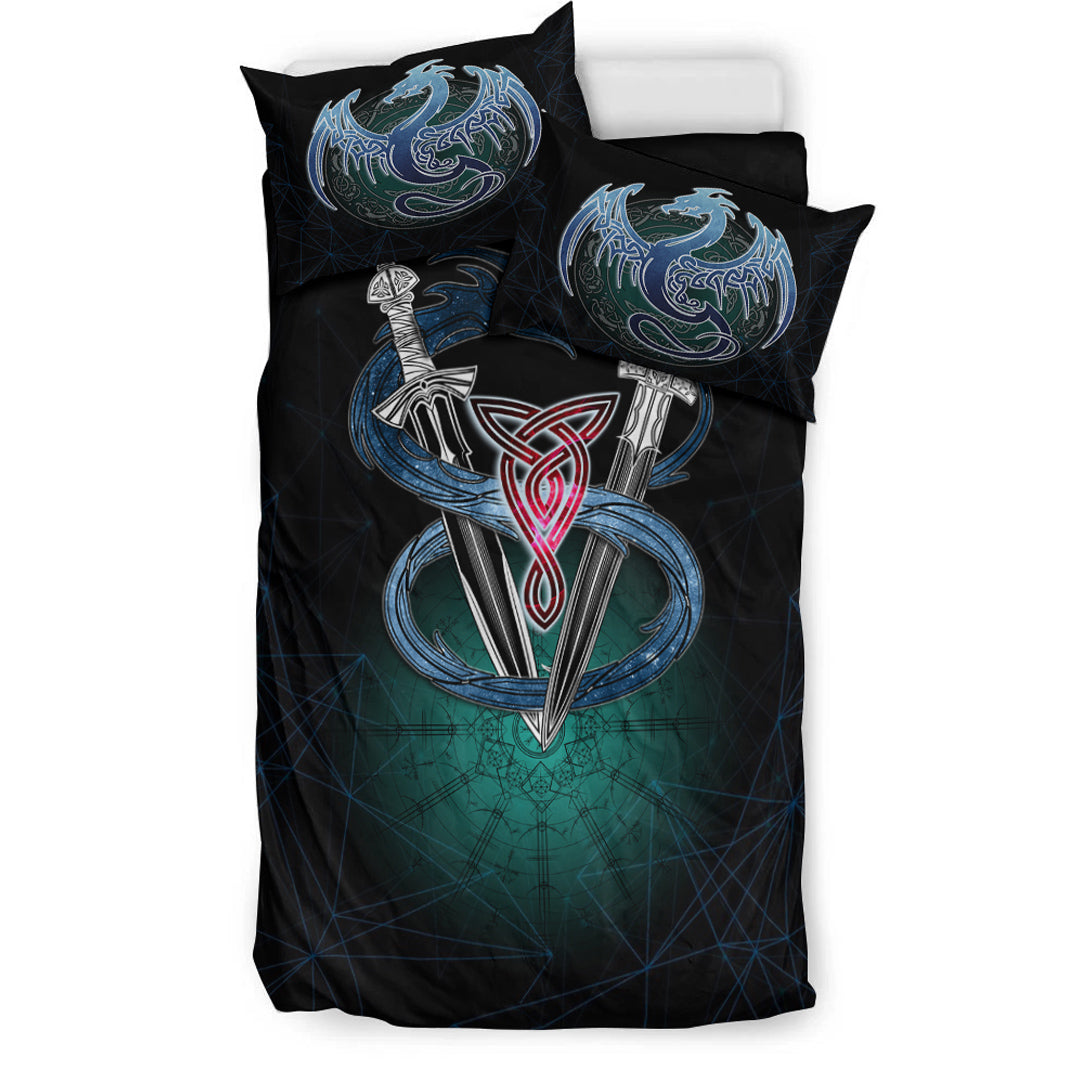 Bedding Set Dragon Sword Vegvisir Magic Bedding Set