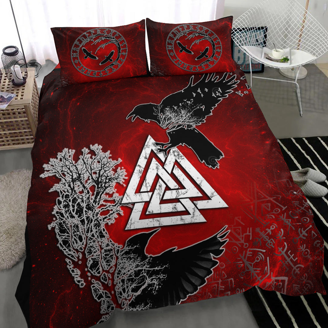Bedding Set Hugin and Munin Valknut Helm Of Awe Rune Bedding Set