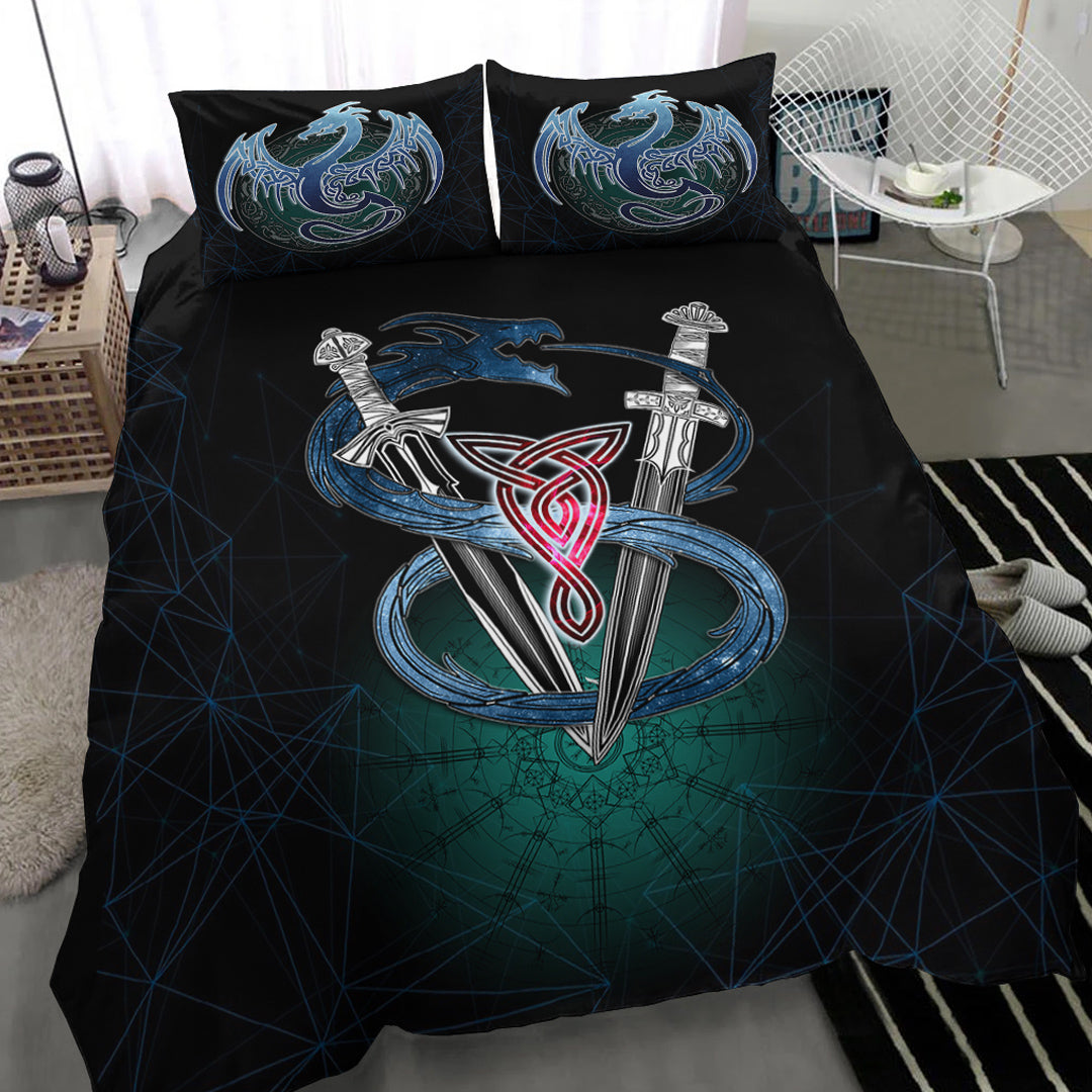 Bedding Set Dragon Sword Vegvisir Magic Bedding Set