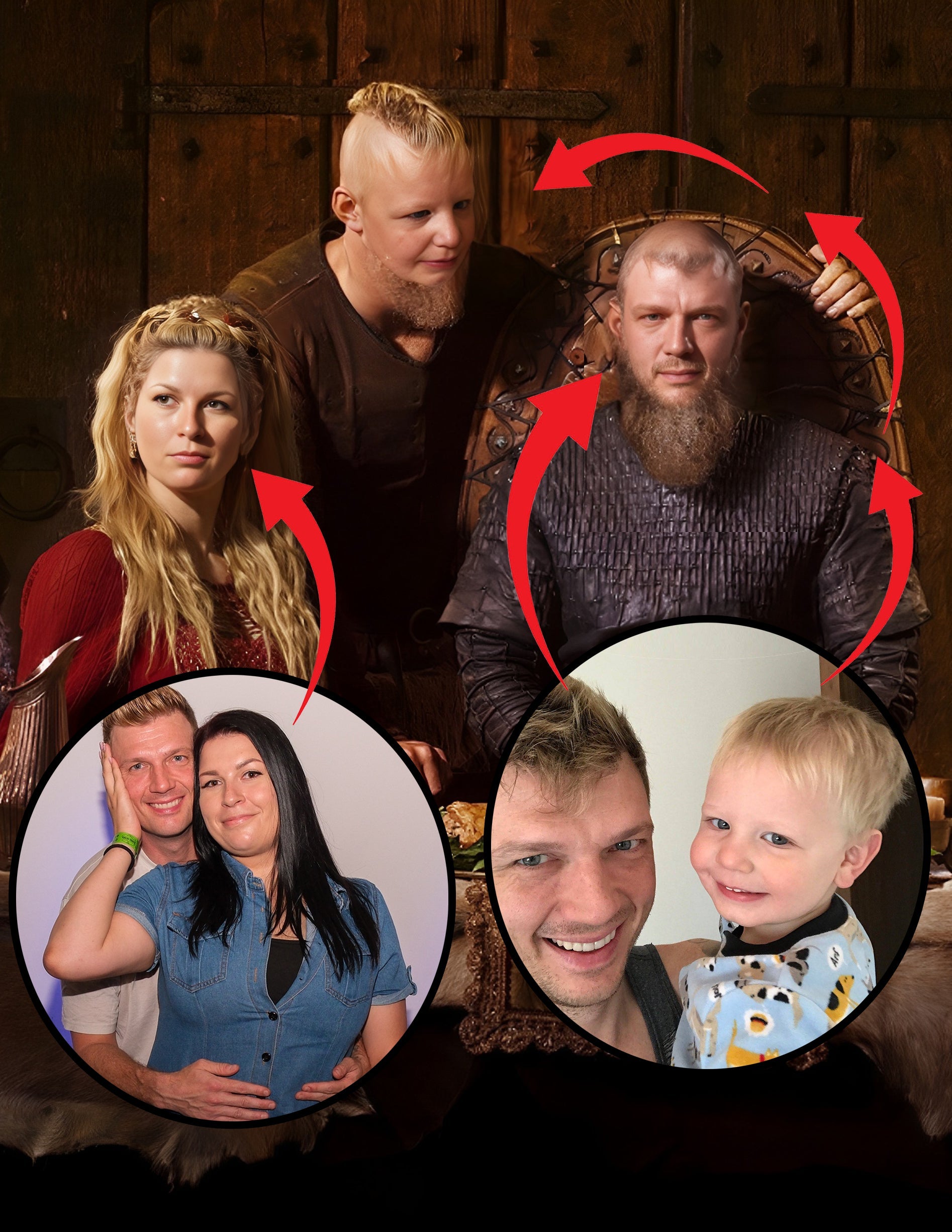 Personal Portrait In The Picture Family of Three Quilt Bed Set