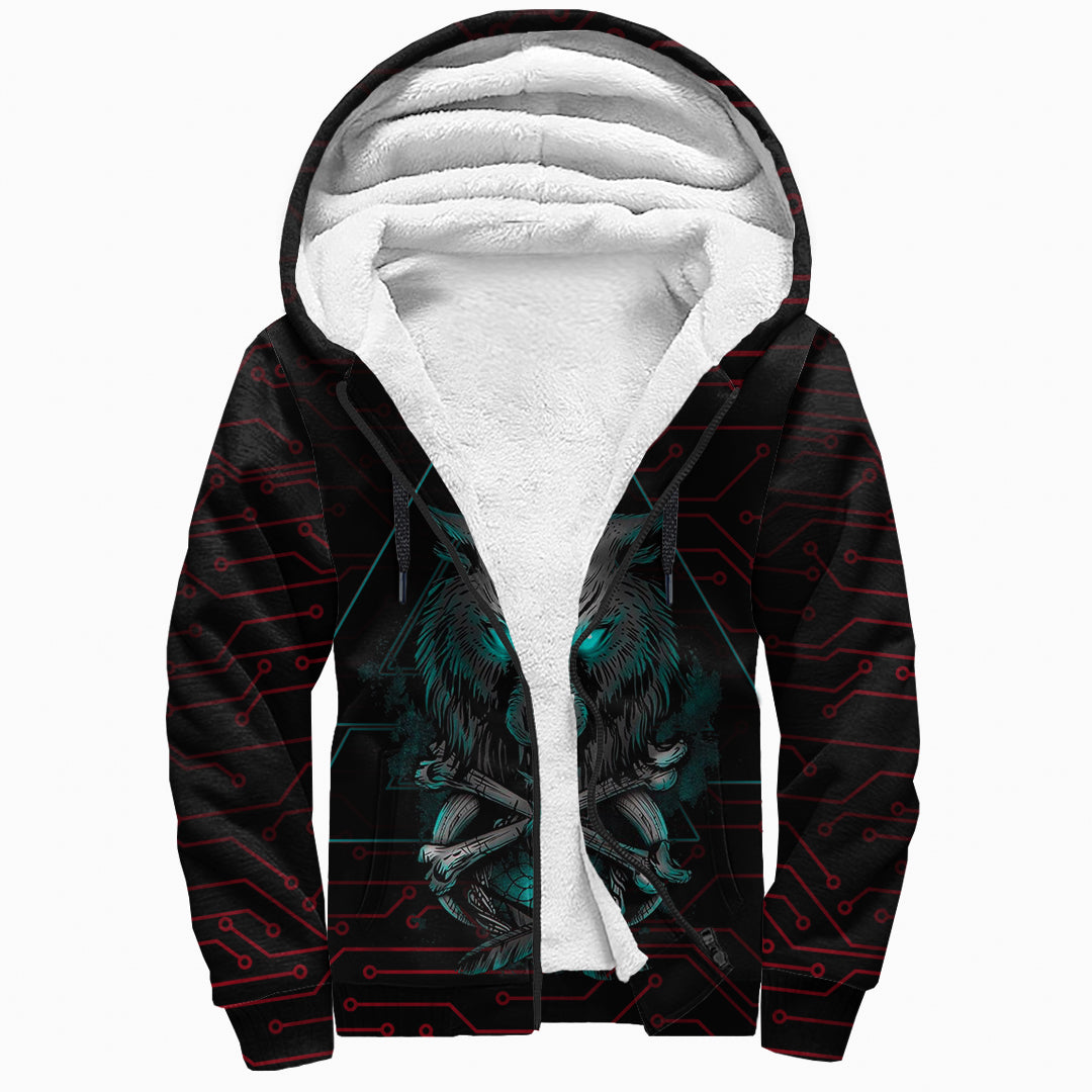 Sherpa Hoodie - Fenrir Valknut Red Line