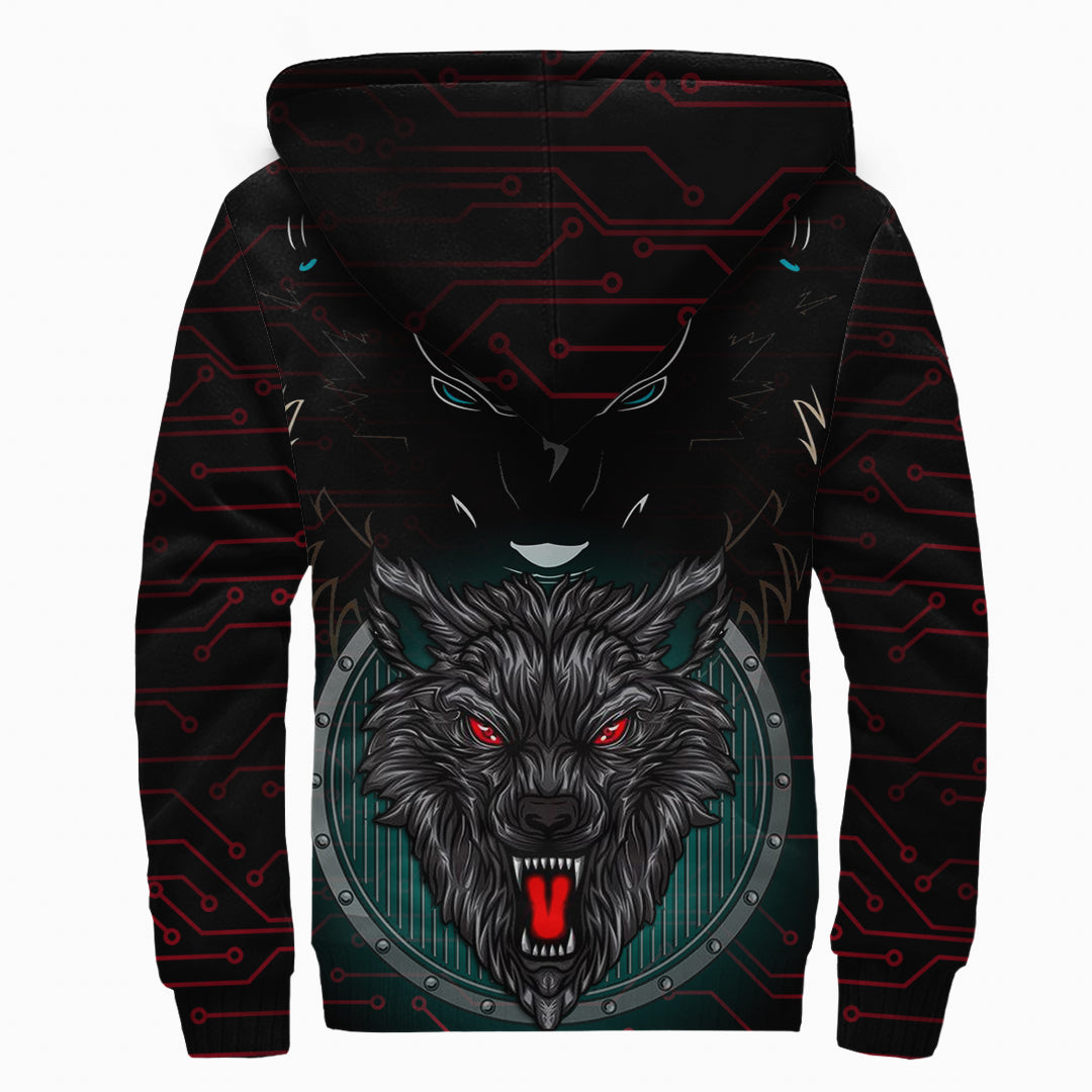 Sherpa Hoodie - Fenrir Valknut Red Line