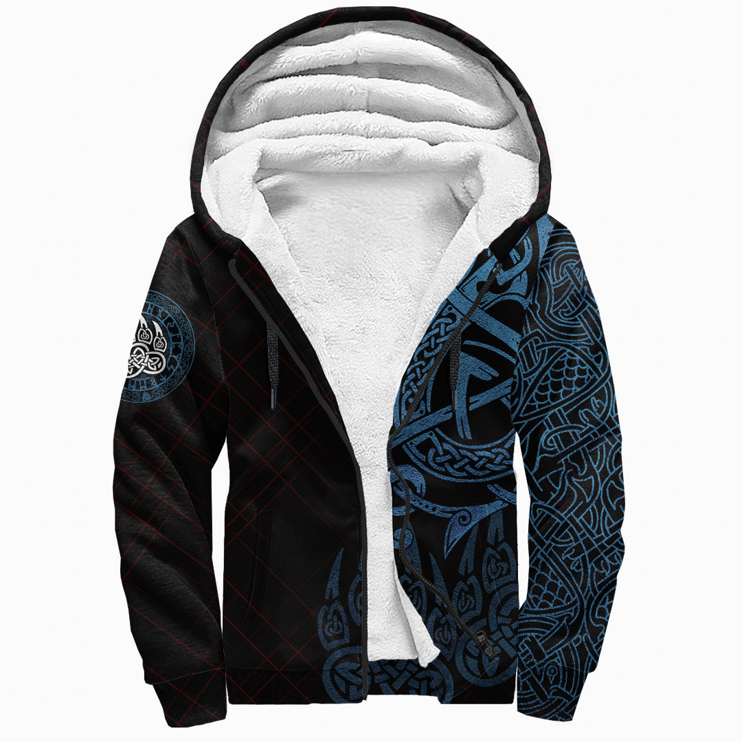 Sherpa Hoodie - Fenrir and Paw Red Line Background