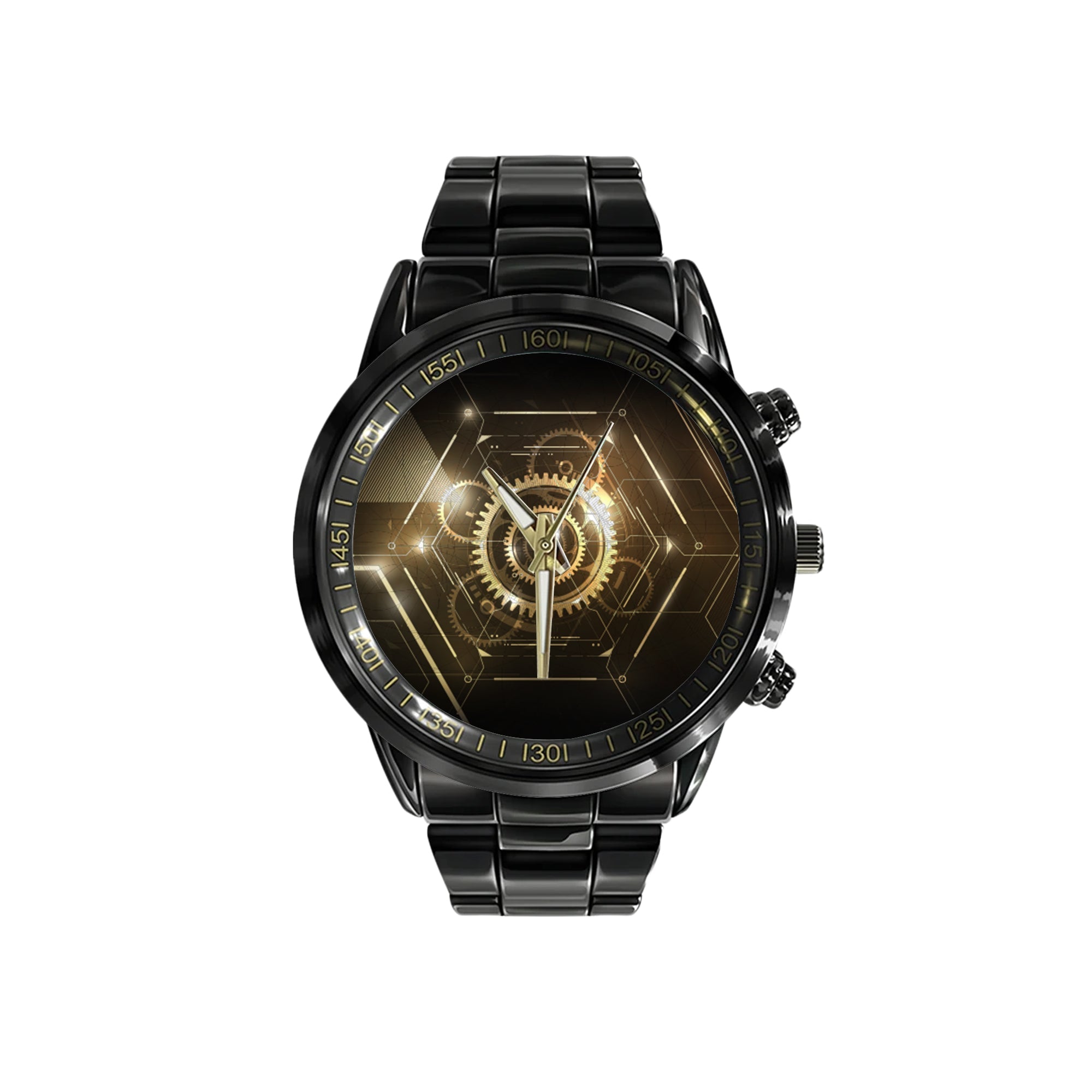 Watch - Glow Keyhole Abstract Futuristic Technology Background With Light And Shiny Black Stainless Steel Watch