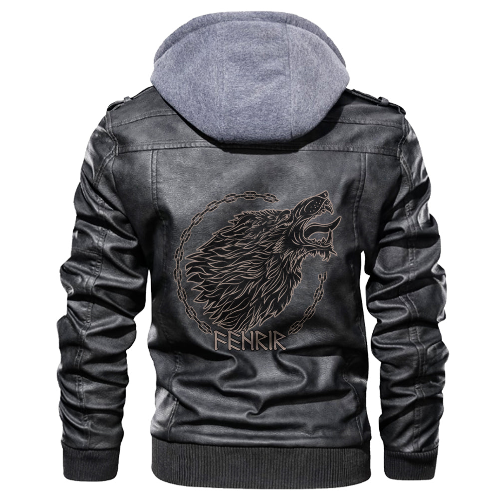Wolf Fenrir To Old Norse Mythology On White Leather Jacket